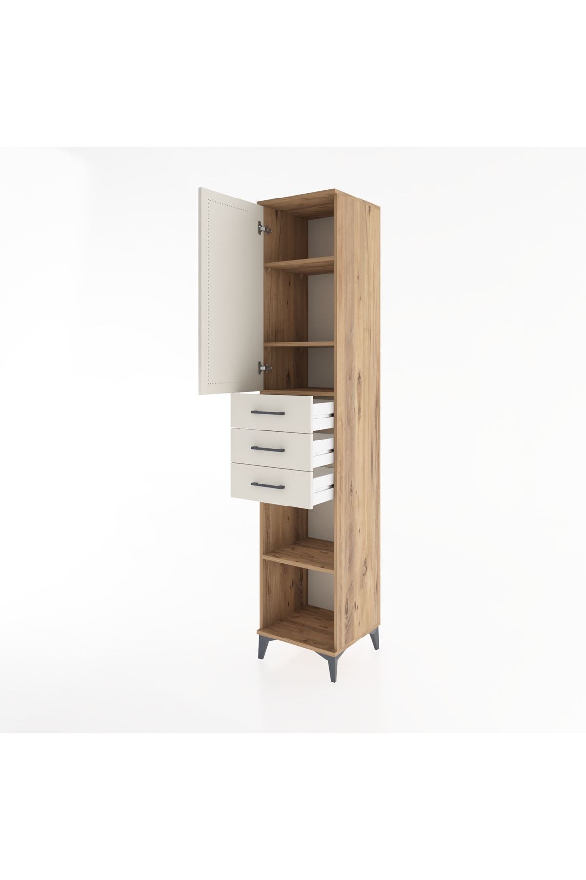 Hyperion Dolap 4 Raflı 3 Çekmeceli Tek Kapaklı 44x44x221 - S61M213V7B