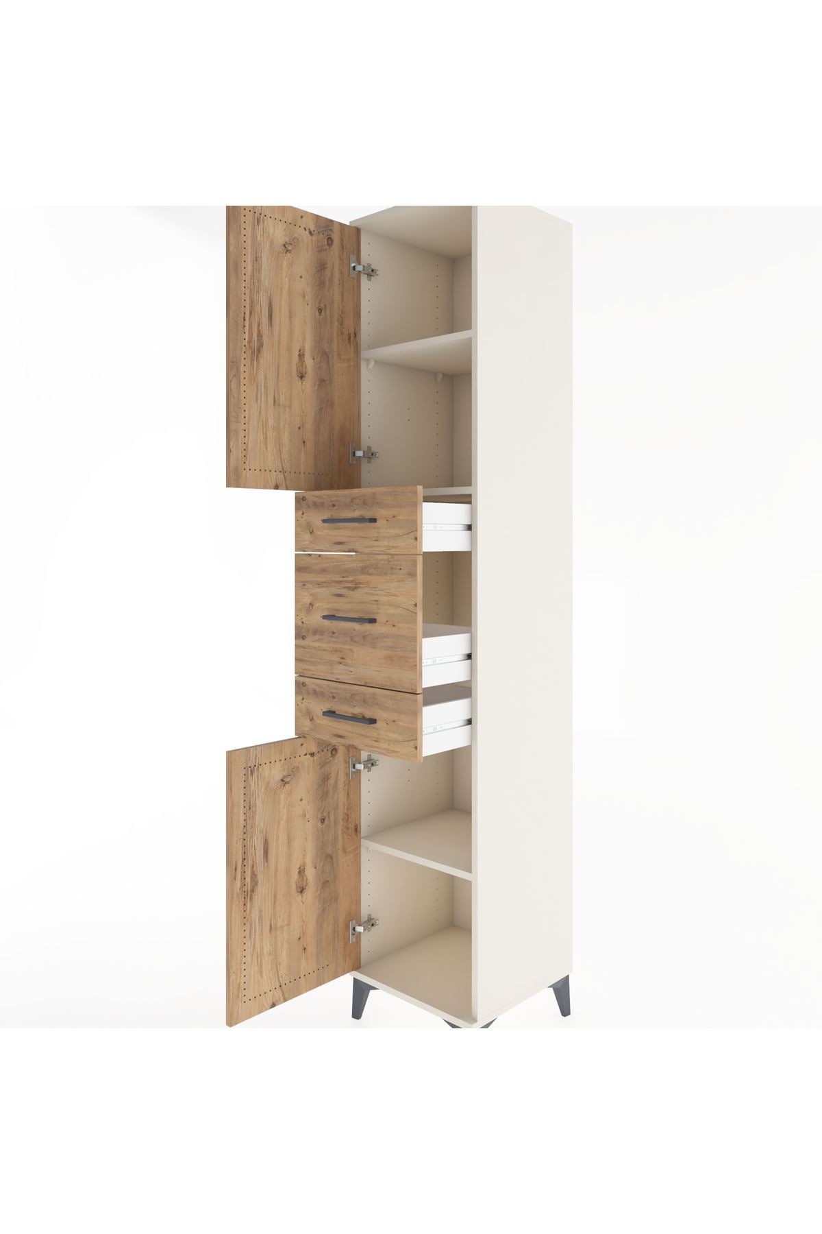Hyperion Dolap 3 Raflı 3 Çekmeceli 2 Kapaklı 44x44x221 - S61M224V3B