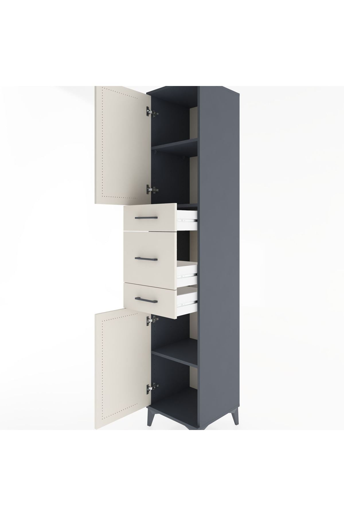 Hyperion Dolap 3 Raflı 3 Çekmeceli 2 Kapaklı 44x44x221 - S61M224V4B