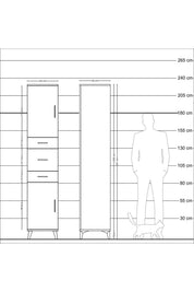 Hyperion Dolap 3 Raflı 3 Çekmeceli 2 Kapaklı 44x44x221 - S61M224V4B