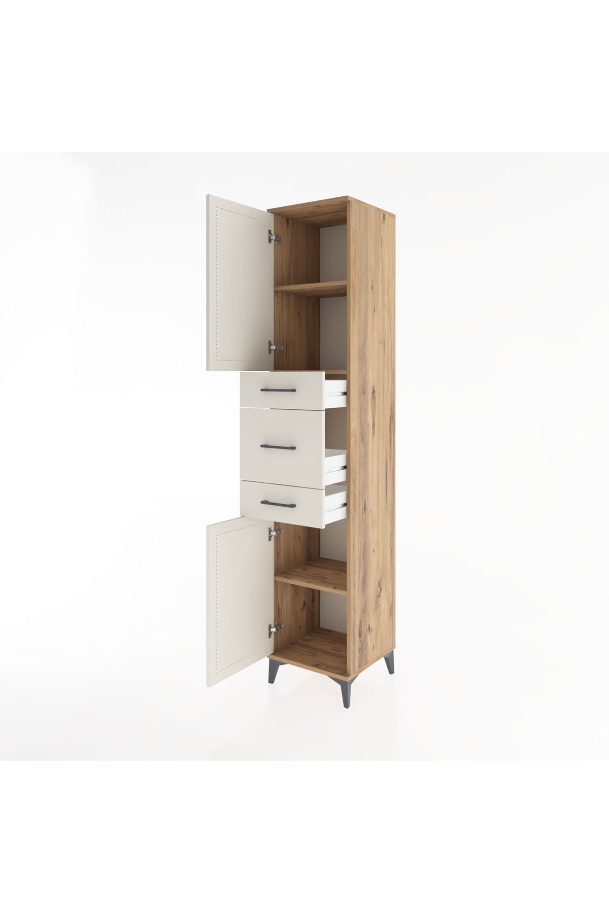 Hyperion Dolap 3 Raflı 3 Çekmeceli 2 Kapaklı 44x44x221 - S61M224V7B