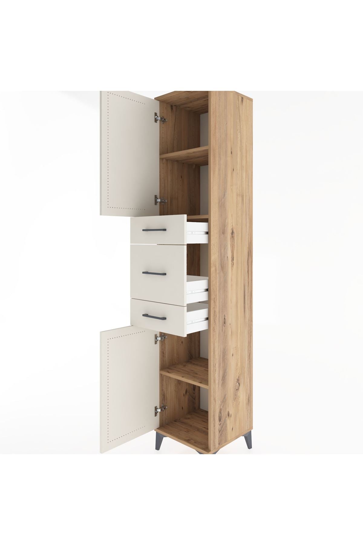 Hyperion Dolap 3 Raflı 3 Çekmeceli 2 Kapaklı 44x44x221 - S61M224V7B