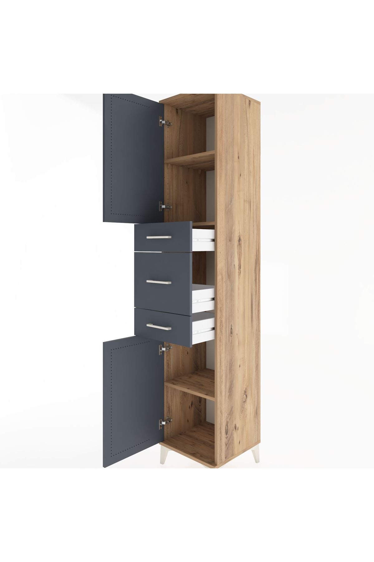 Hyperion Dolap 3 Raflı 3 Çekmeceli 2 Kapaklı 44x44x221 - S61M224V8B