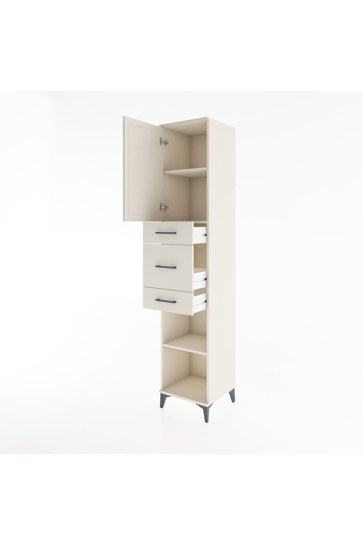 Hyperion Dolap 3 Raflı 3 Çekmeceli Tek Kapaklı 44x44x221 - S61M225V1B