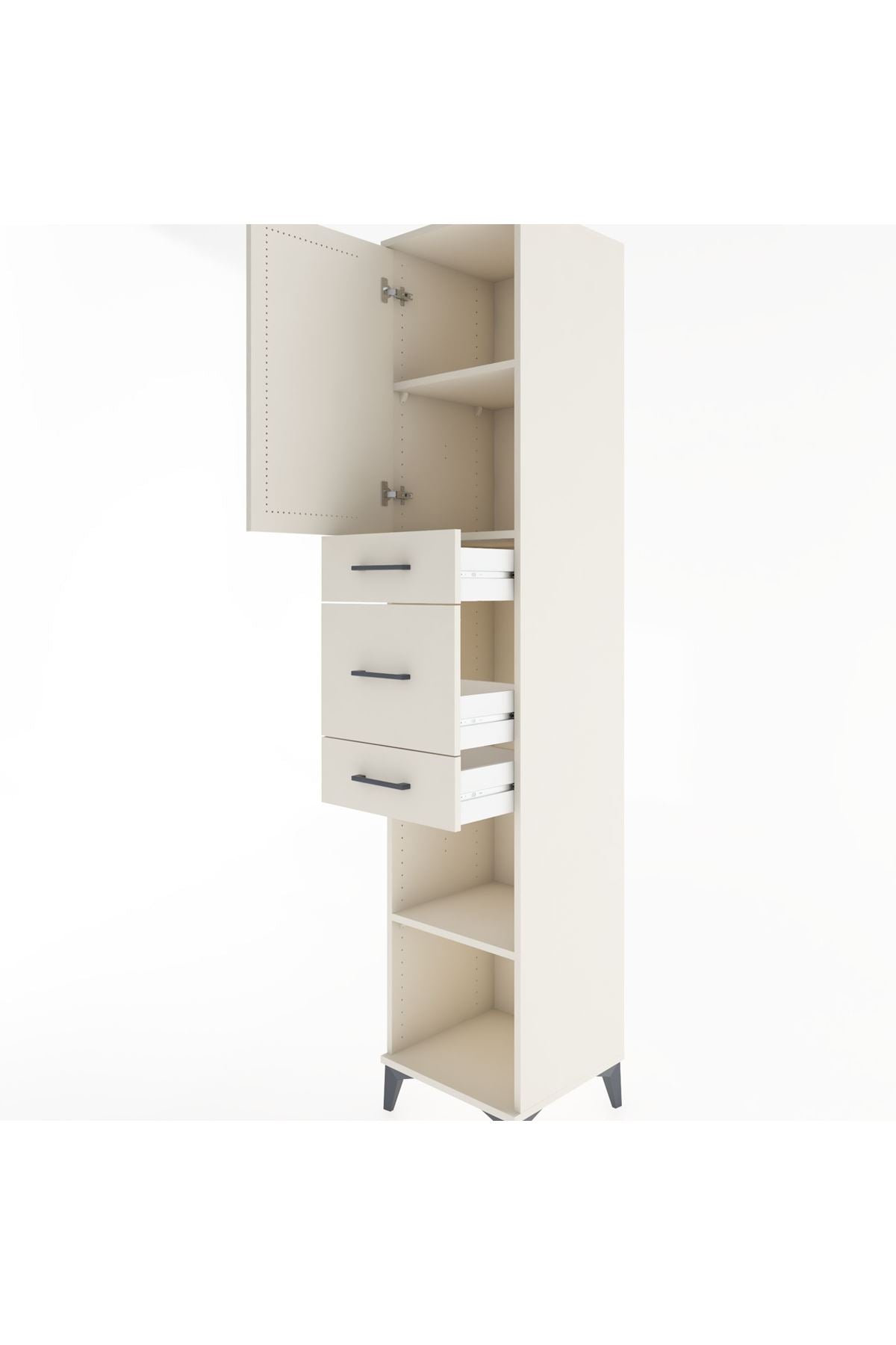 Hyperion Dolap 3 Raflı 3 Çekmeceli Tek Kapaklı 44x44x221 - S61M225V1B