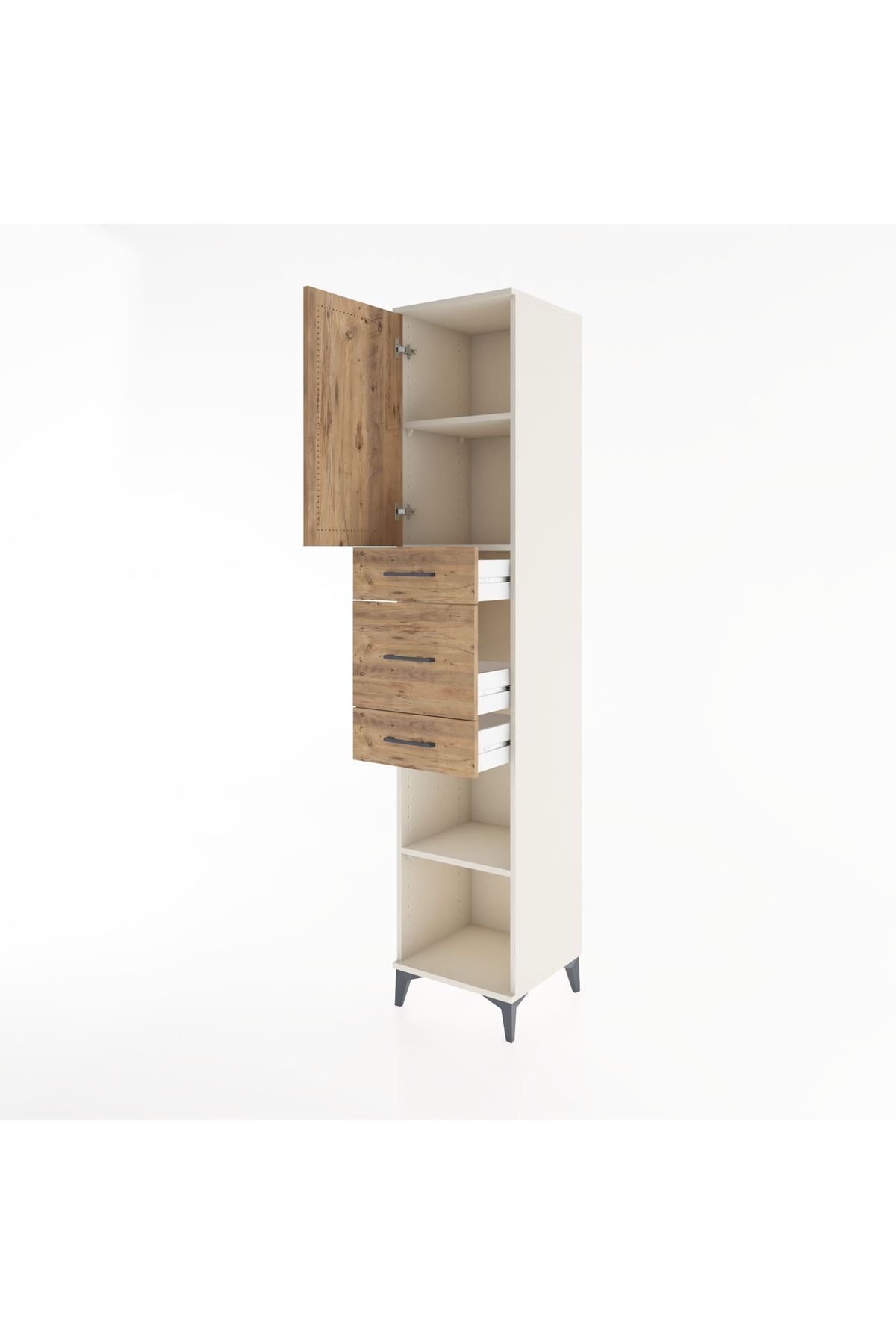 Hyperion Dolap 3 Raflı 3 Çekmeceli Tek Kapaklı 44x44x221 - S61M225V3B