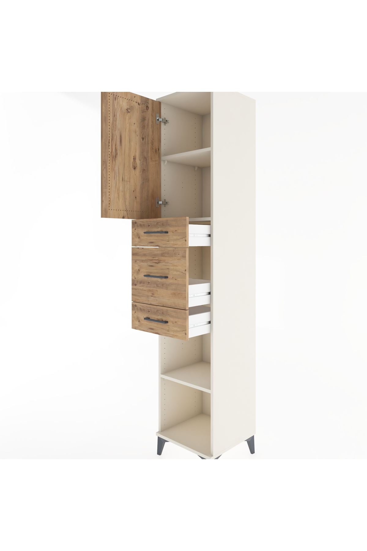 Hyperion Dolap 3 Raflı 3 Çekmeceli Tek Kapaklı 44x44x221 - S61M225V3B