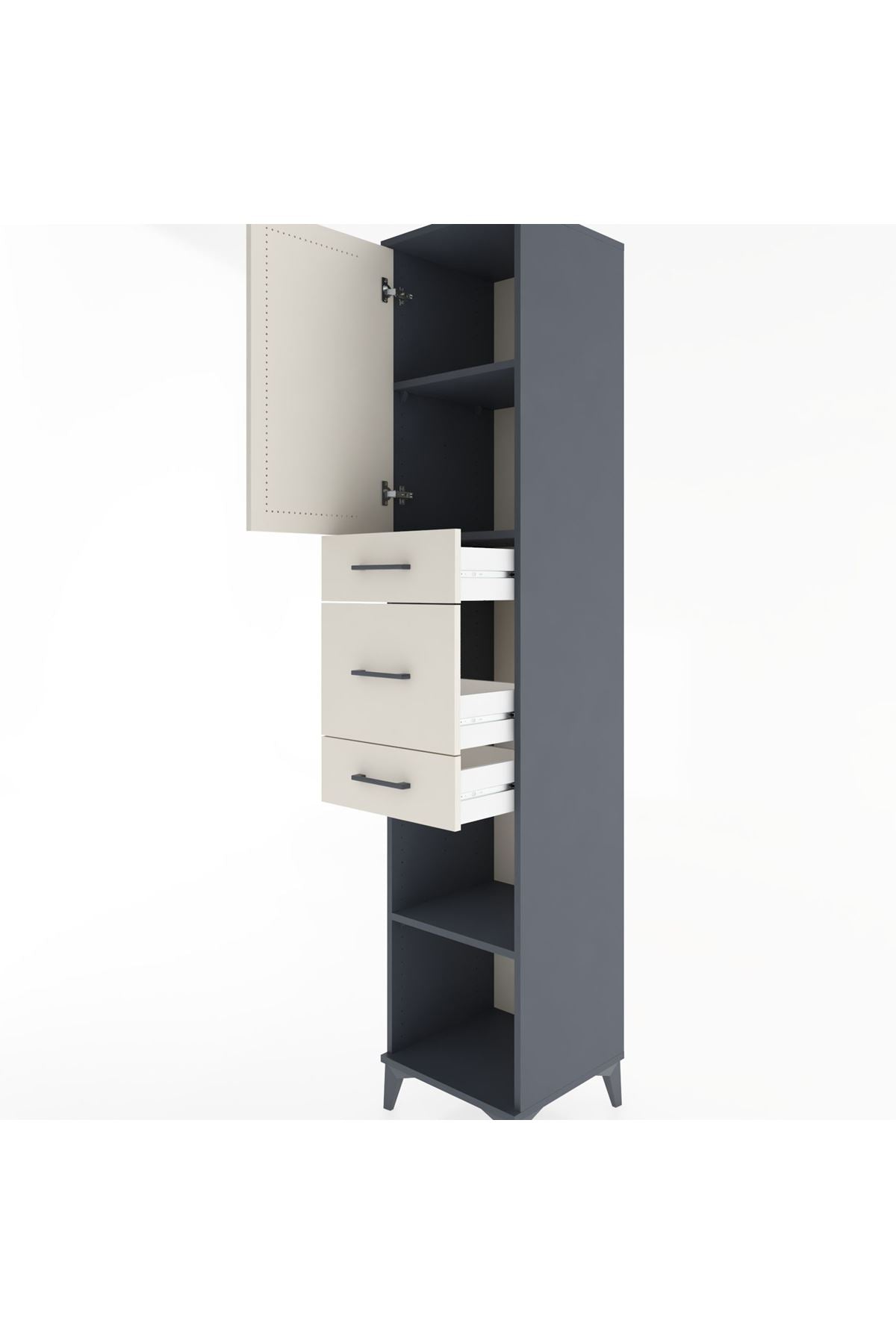 Hyperion Dolap 3 Raflı 3 Çekmeceli Tek Kapaklı 44x44x221 - S61M225V4B
