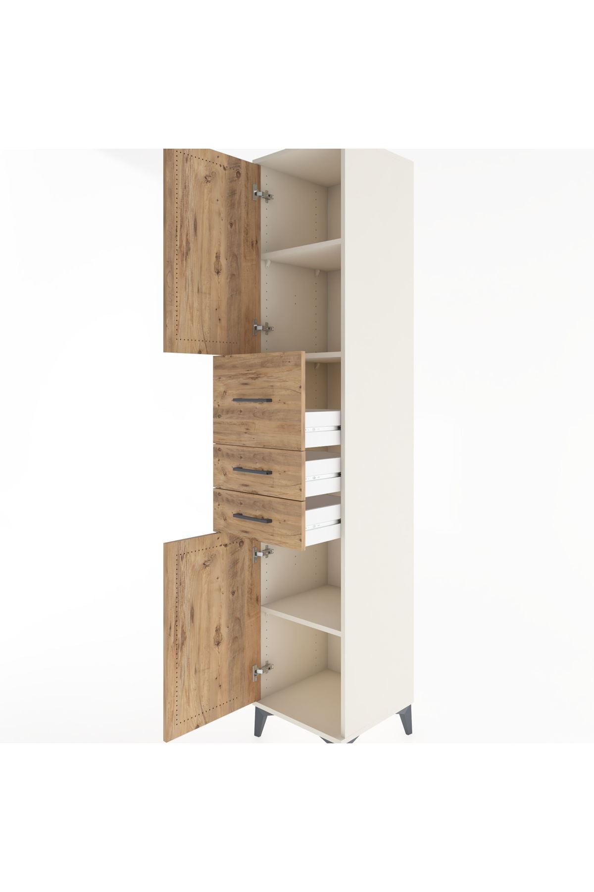 Hyperion Dolap 3 Raflı 3 Çekmeceli 2 Kapaklı 44x44x221 - S61M227V3B