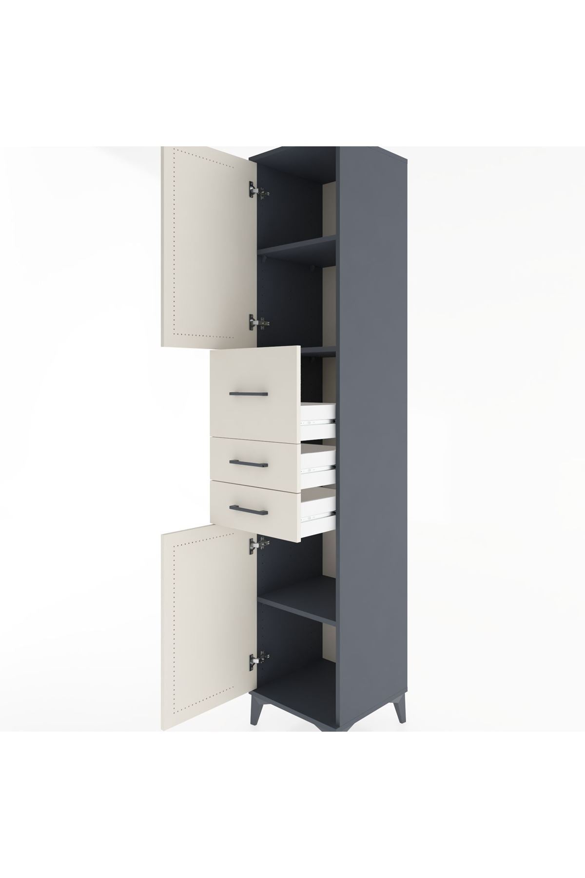 Hyperion Dolap 3 Raflı 3 Çekmeceli 2 Kapaklı 44x44x221 - S61M227V4B