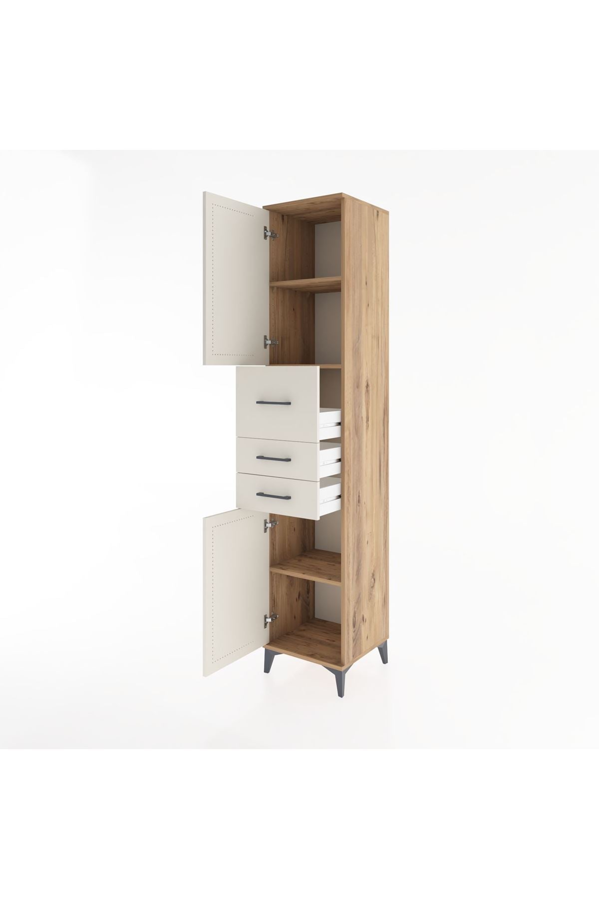 Hyperion Dolap 3 Raflı 3 Çekmeceli 2 Kapaklı 44x44x221 - S61M227V7B