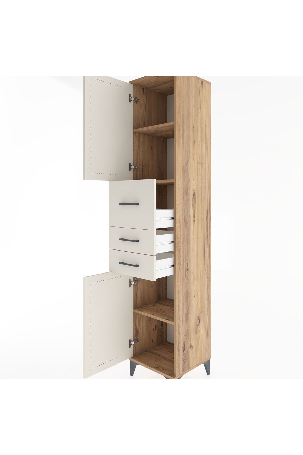 Hyperion Dolap 3 Raflı 3 Çekmeceli 2 Kapaklı 44x44x221 - S61M227V7B