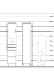 Hyperion Dolap 3 Raflı 3 Çekmeceli Tek Kapaklı 44x44x221 - S61M228V2B