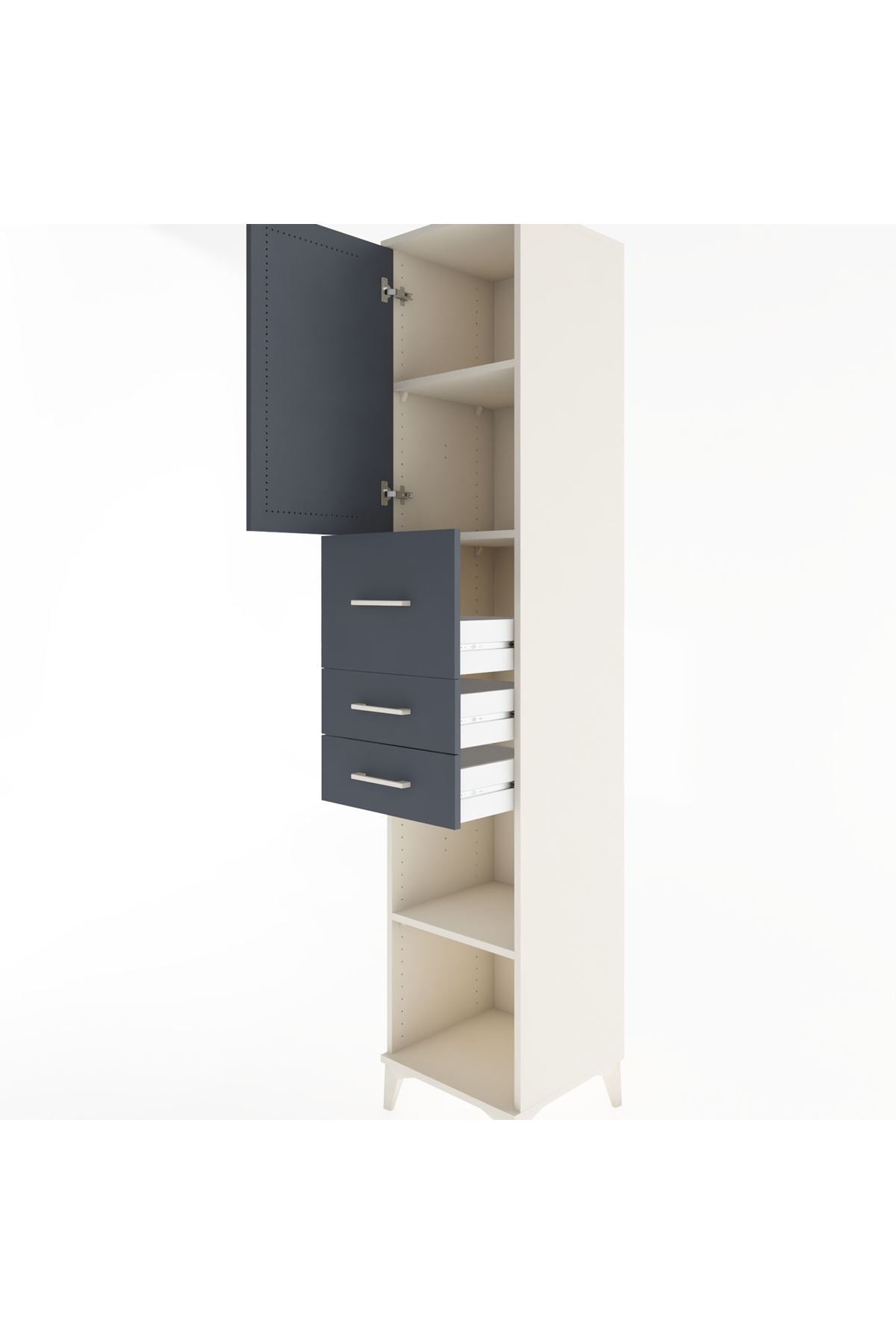 Hyperion Dolap 3 Raflı 3 Çekmeceli Tek Kapaklı 44x44x221 - S61M228V2B