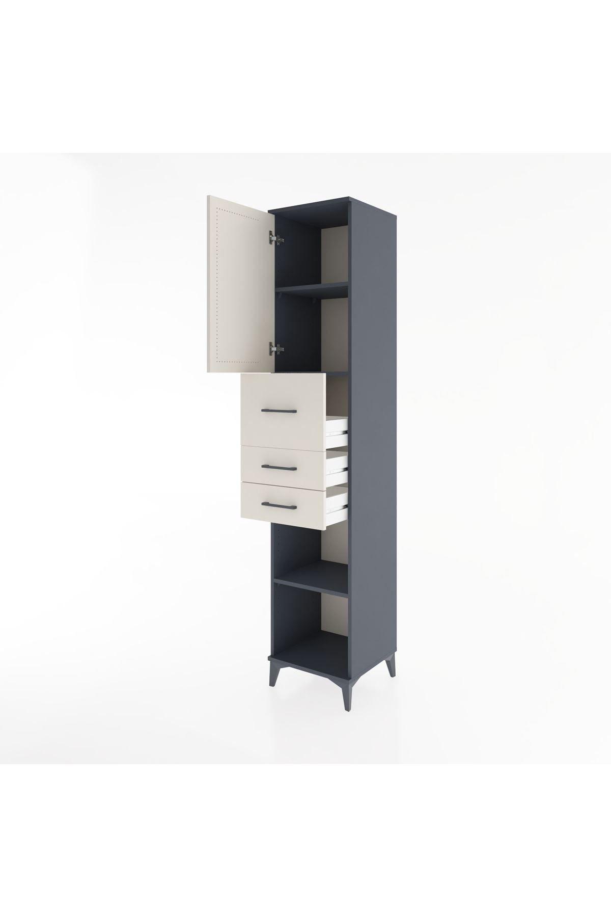 Hyperion Dolap 3 Raflı 3 Çekmeceli Tek Kapaklı 44x44x221 - S61M228V4B