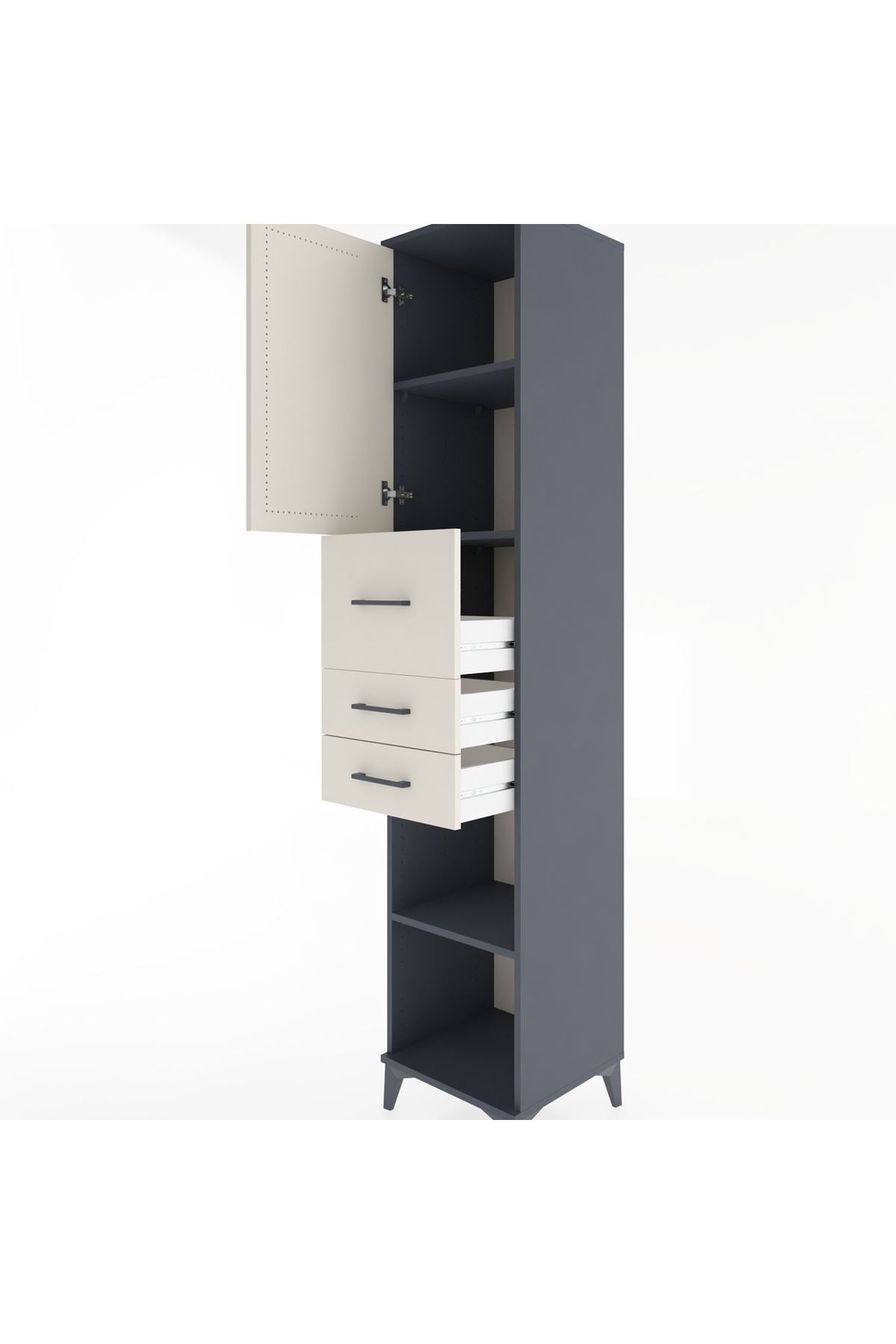Hyperion Dolap 3 Raflı 3 Çekmeceli Tek Kapaklı 44x44x221 - S61M228V4B