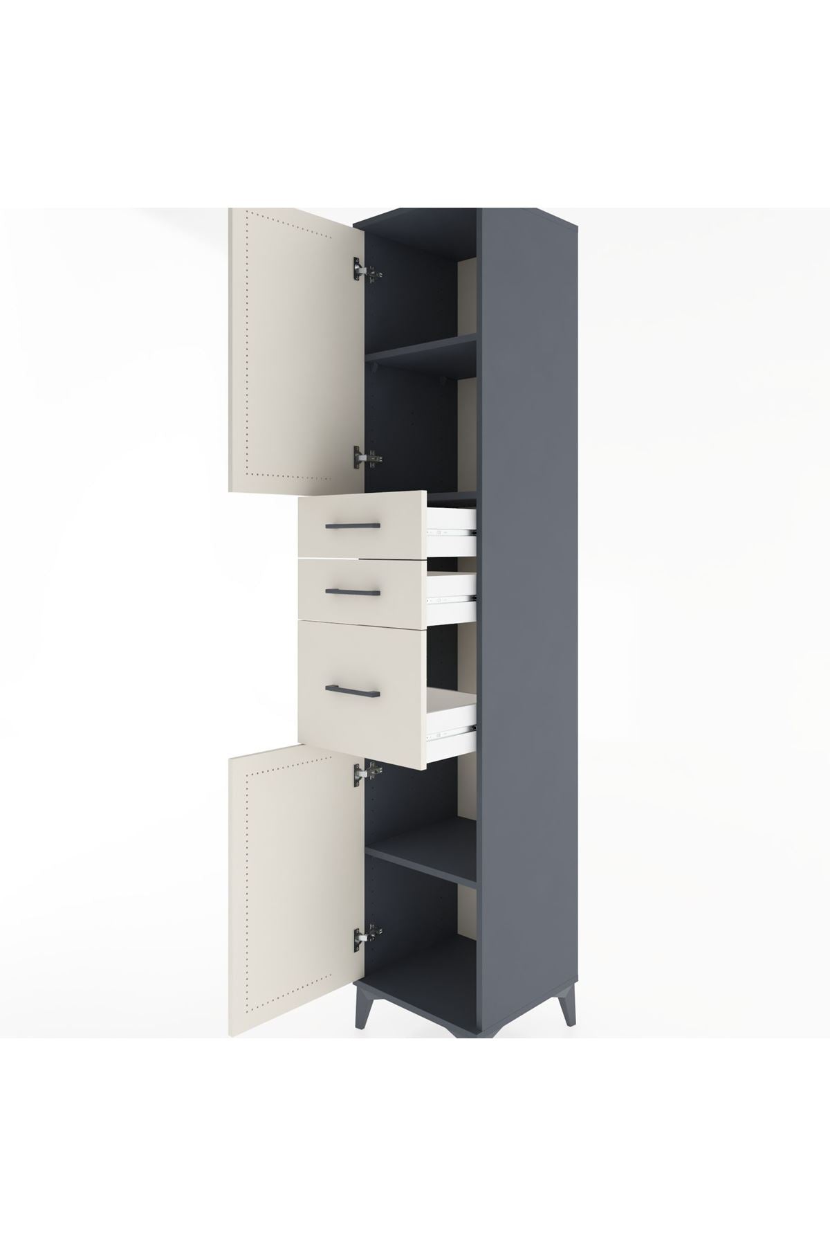 Hyperion Dolap 3 Raflı 3 Çekmeceli 2 Kapaklı 44x44x221 - S61M230V4B