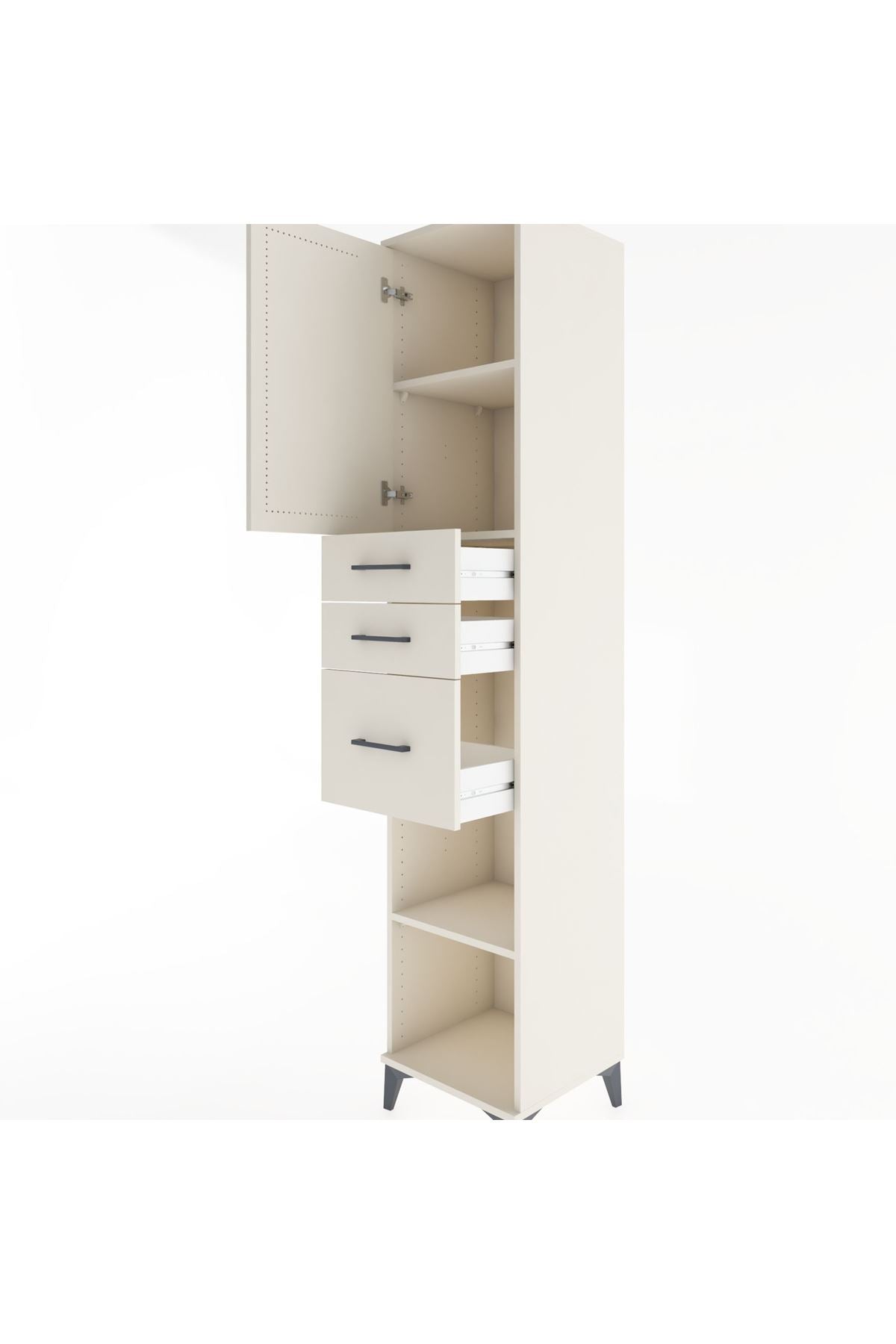 Hyperion Dolap 3 Raflı 3 Çekmeceli Tek Kapaklı 44x44x221 - S61M231V1B