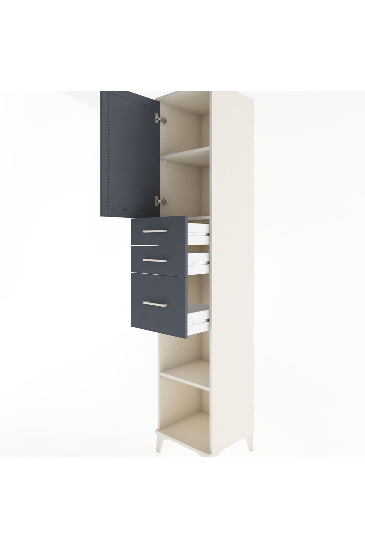 Hyperion Dolap 3 Raflı 3 Çekmeceli Tek Kapaklı 44x44x221 - S61M231V2B