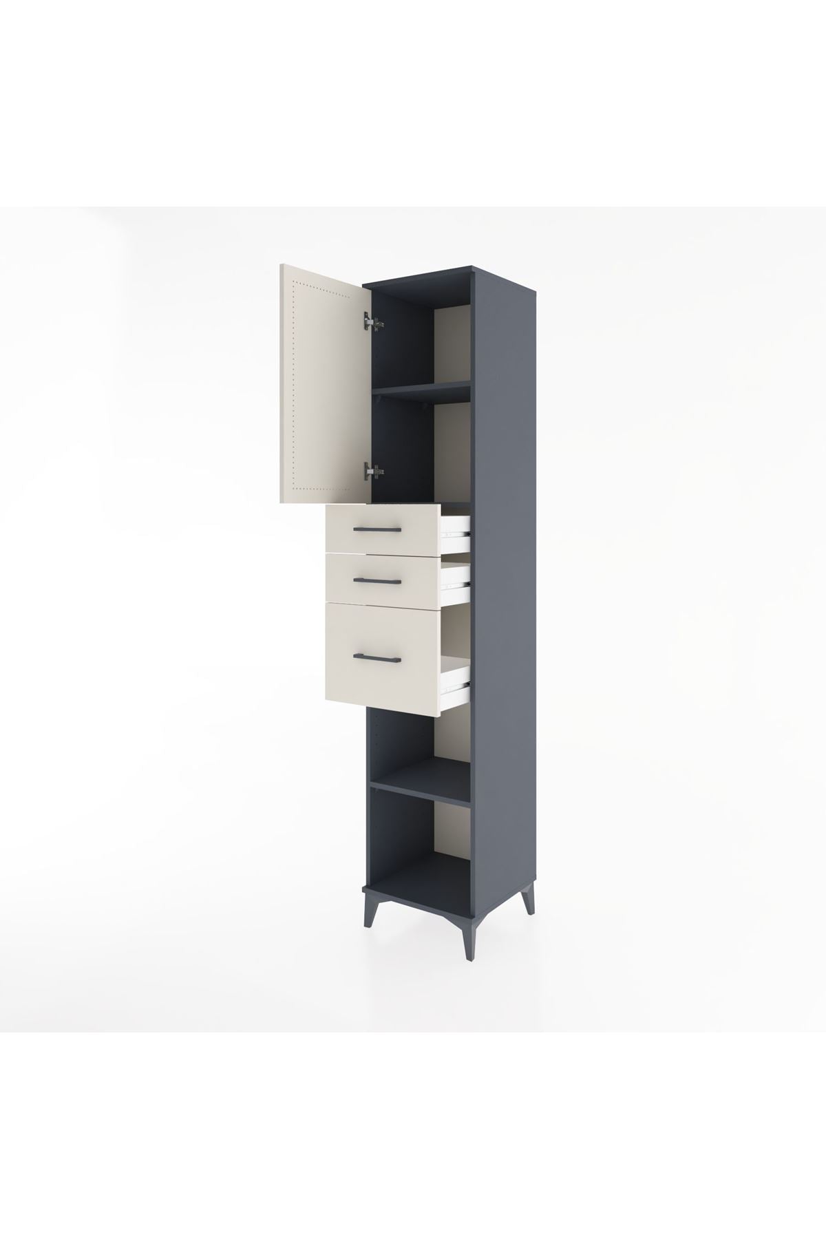 Hyperion Dolap 3 Raflı 3 Çekmeceli Tek Kapaklı 44x44x221 - S61M231V4B