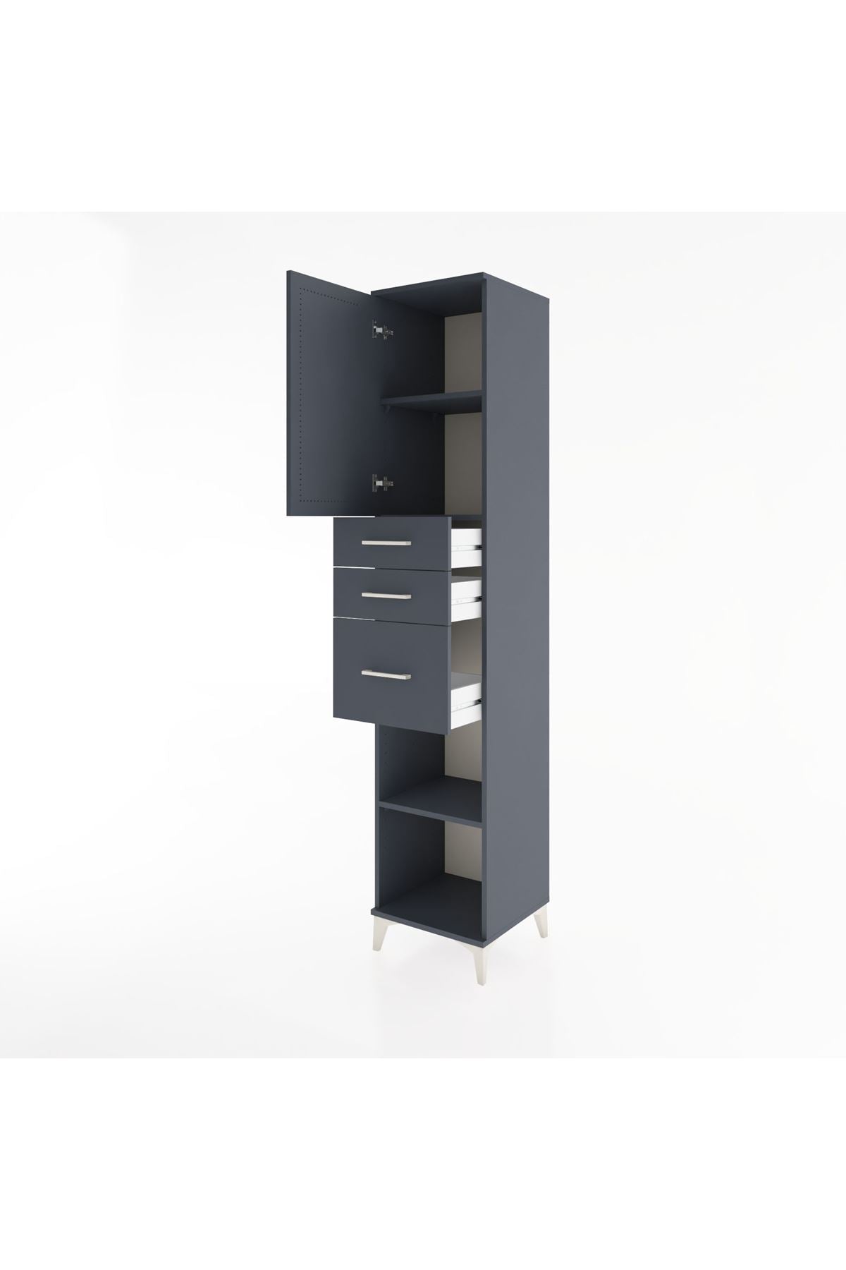Hyperion Dolap 3 Raflı 3 Çekmeceli Tek Kapaklı 44x44x221 - S61M231V5B