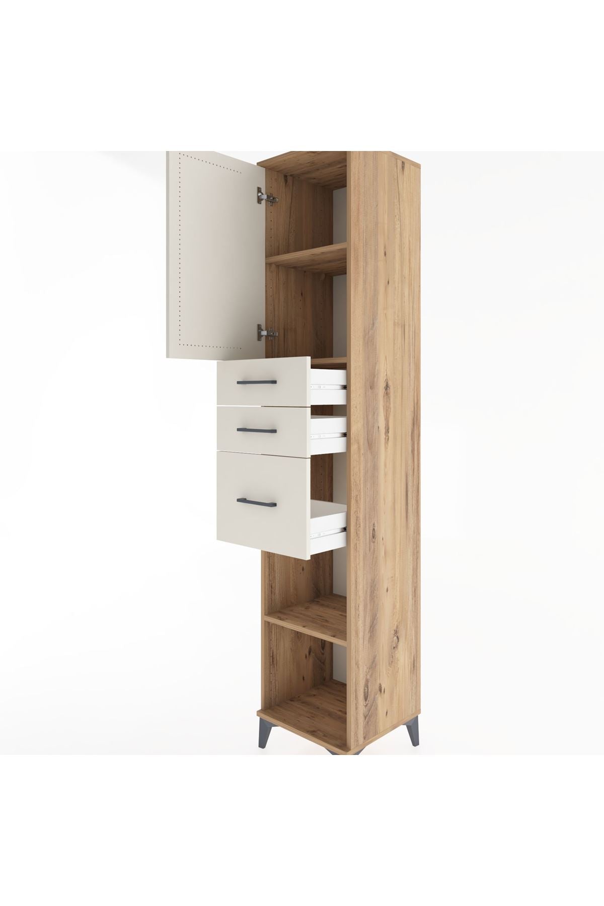 Hyperion Dolap 3 Raflı 3 Çekmeceli Tek Kapaklı 44x44x221 - S61M231V7B