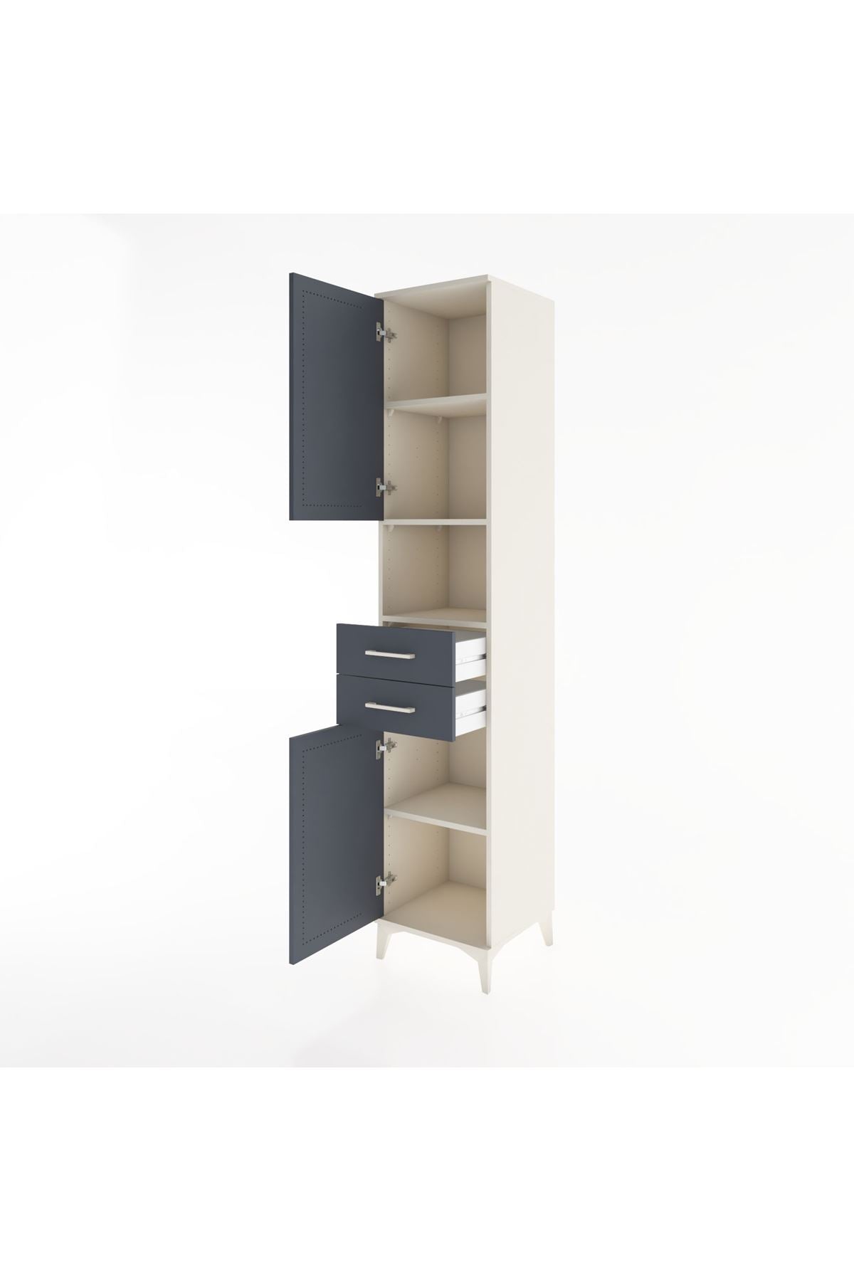 Hyperion Dolap 4 Raflı 2 Çekmeceli 2 Kapaklı 44x44x221 - S61M233V2B
