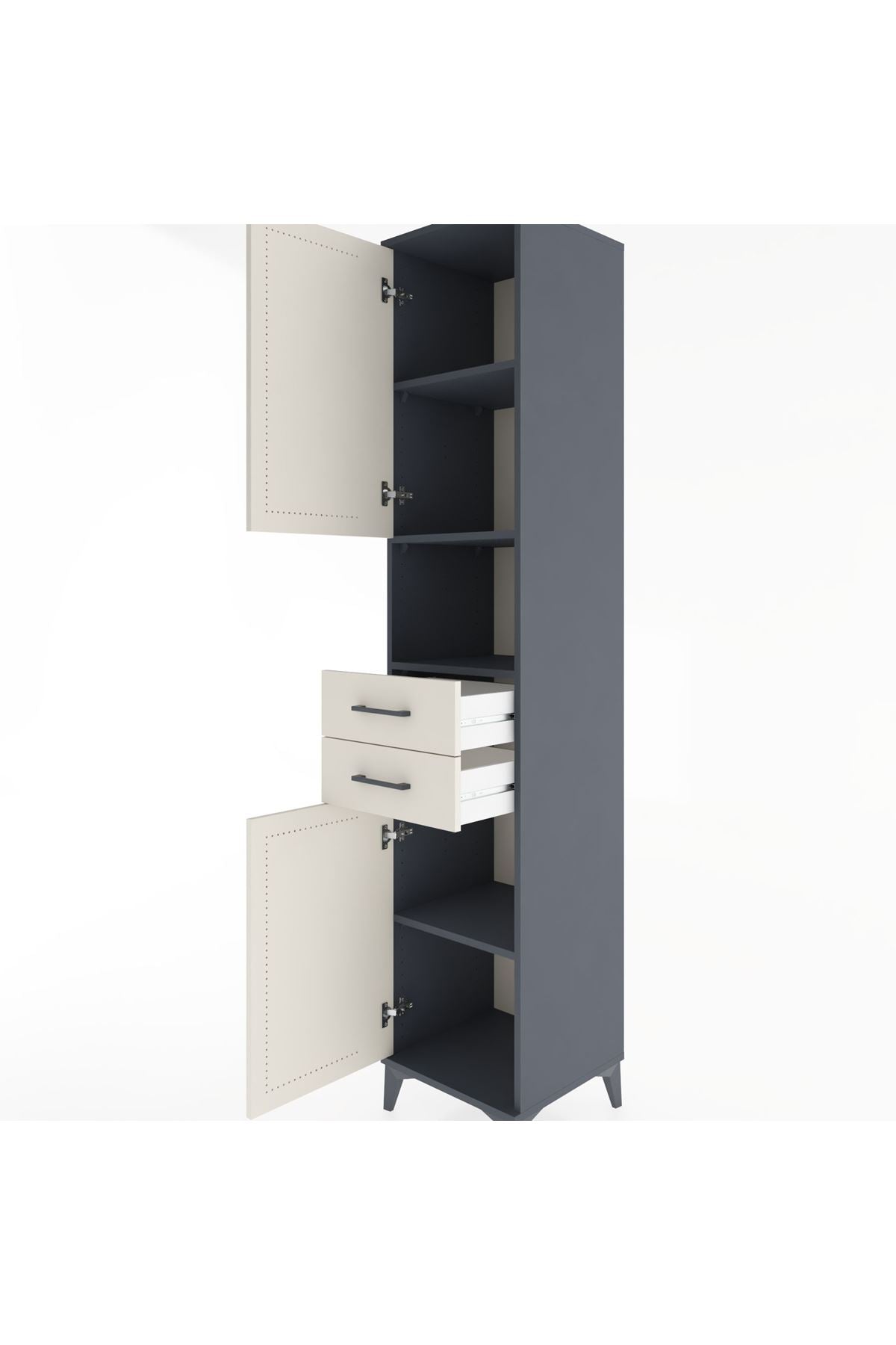 Hyperion Dolap 4 Raflı 2 Çekmeceli 2 Kapaklı 44x44x221 - S61M233V4B