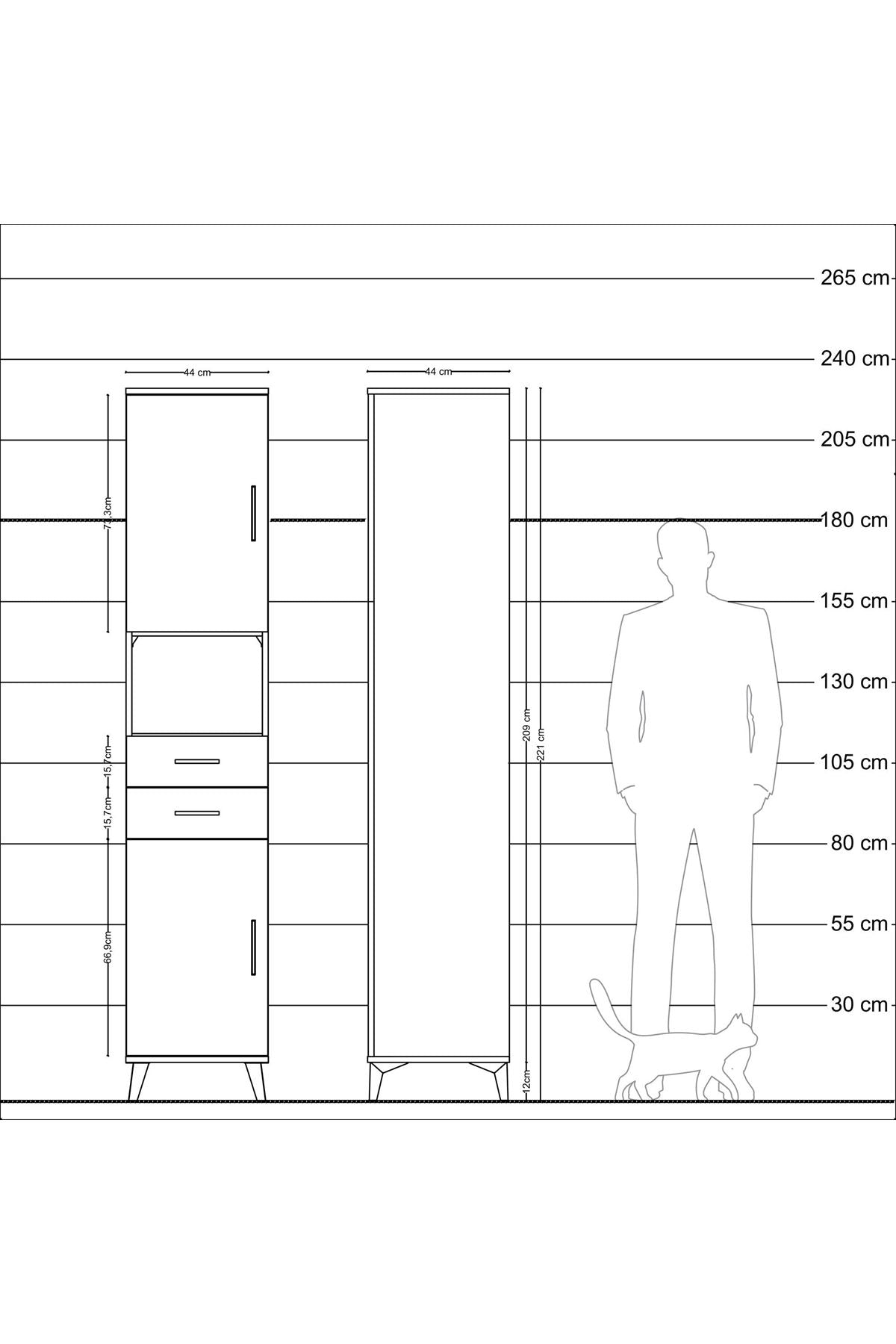 Hyperion Dolap 4 Raflı 2 Çekmeceli 2 Kapaklı 44x44x221 - S61M233V5B