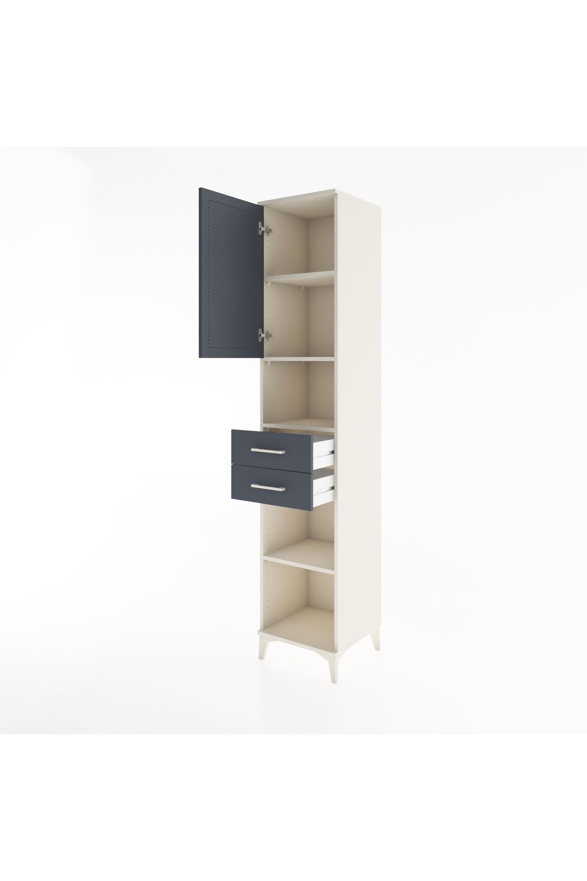 Hyperion Dolap 4 Raflı 2 Çekmeceli Tek Kapaklı 44x44x221 - S61M234V2B