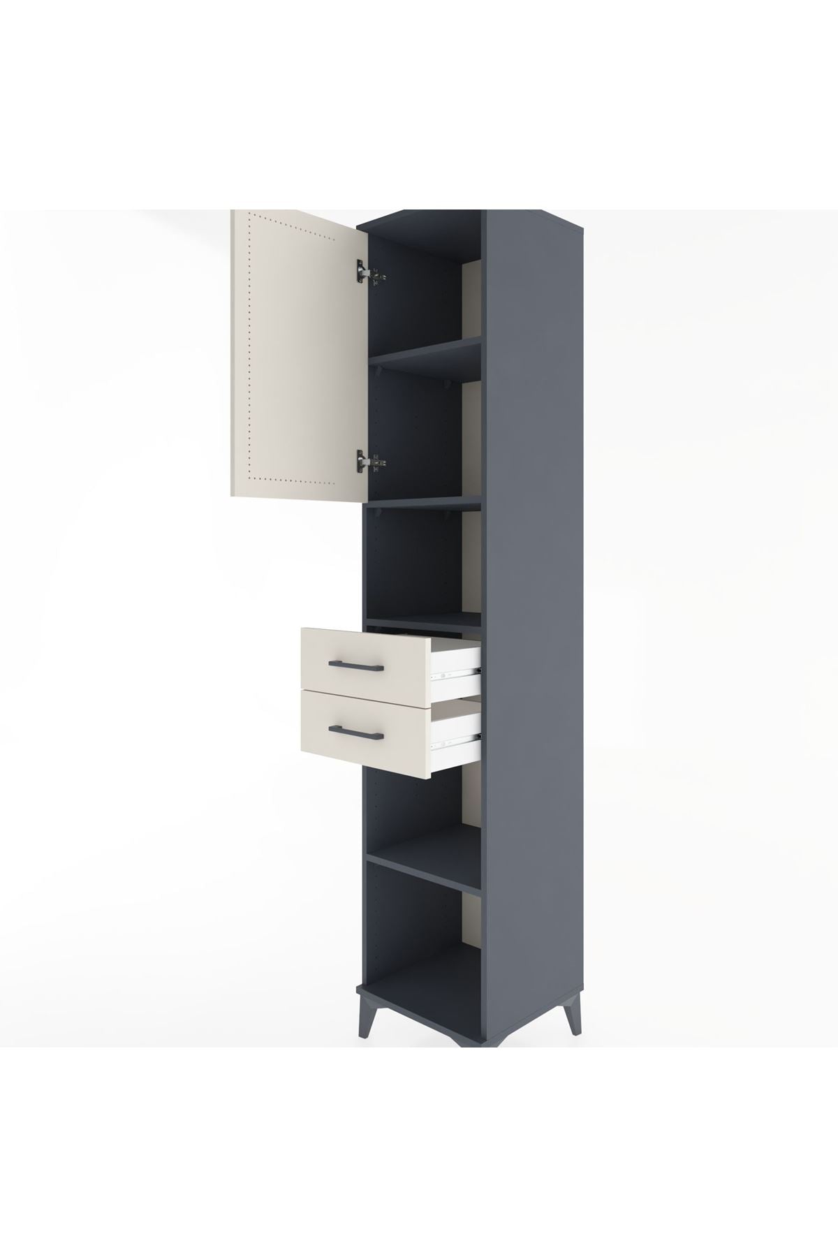 Hyperion Dolap 4 Raflı 2 Çekmeceli Tek Kapaklı 44x44x221 - S61M234V4B