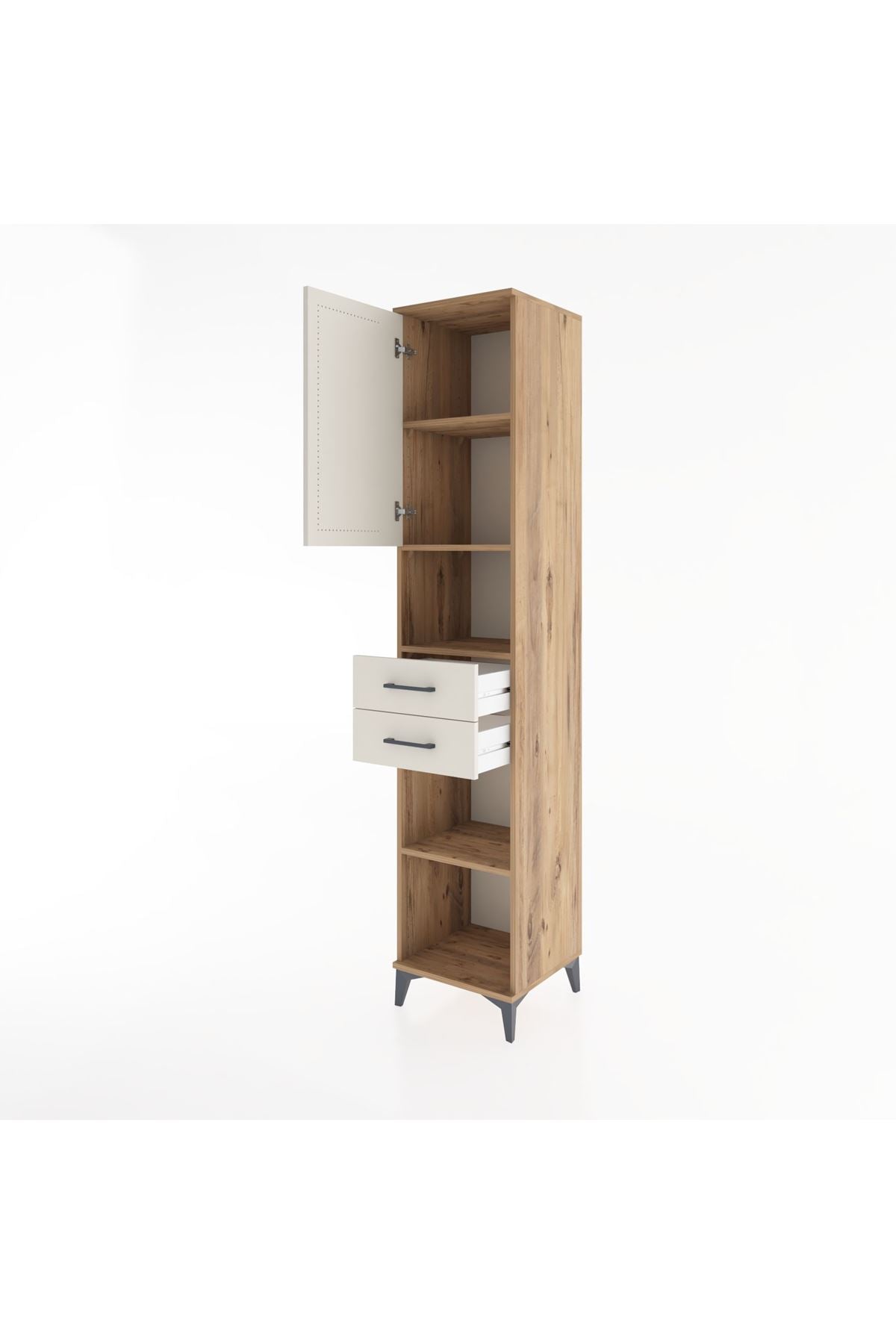 Hyperion Dolap 4 Raflı 2 Çekmeceli Tek Kapaklı 44x44x221 - S61M234V7B