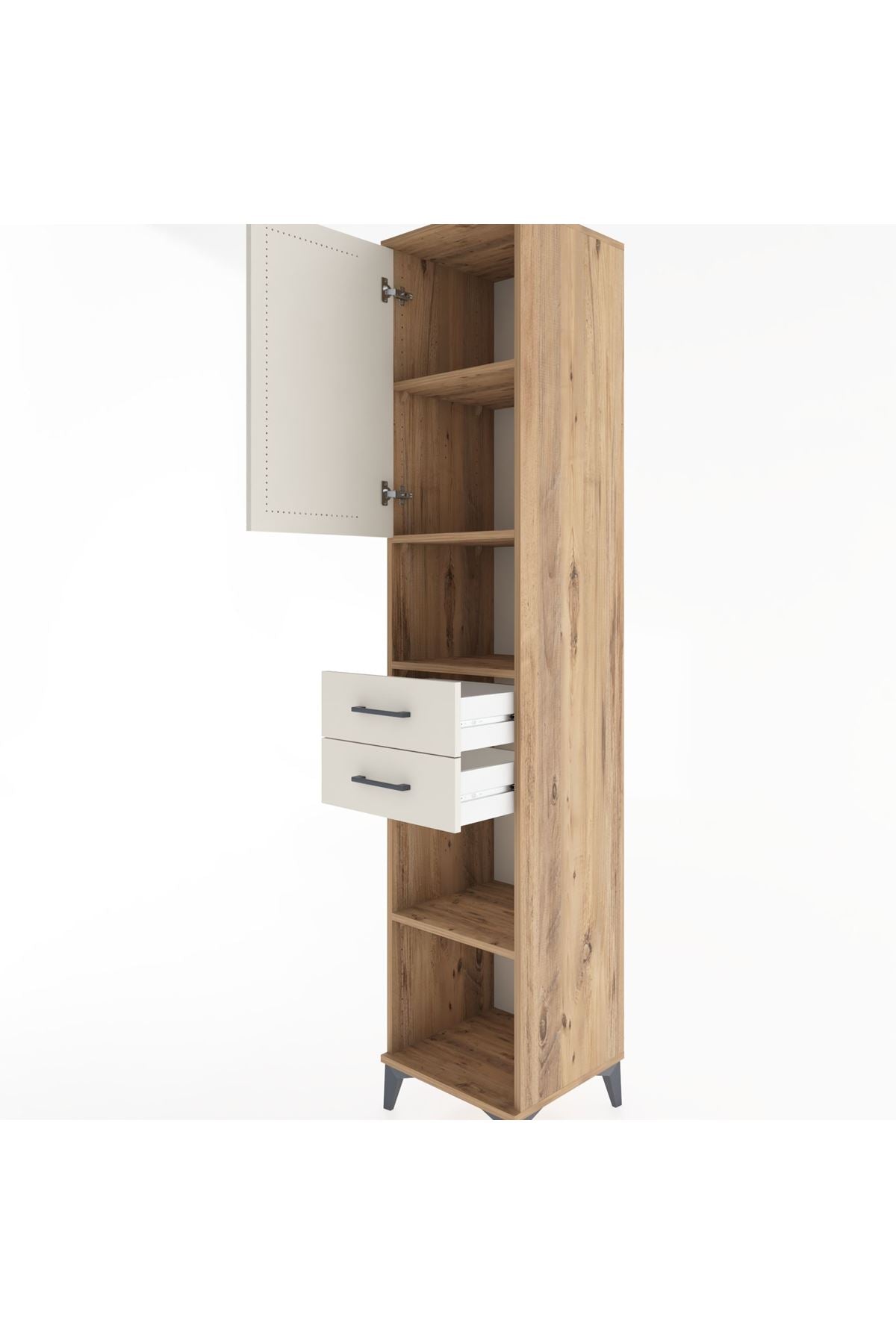 Hyperion Dolap 4 Raflı 2 Çekmeceli Tek Kapaklı 44x44x221 - S61M234V7B