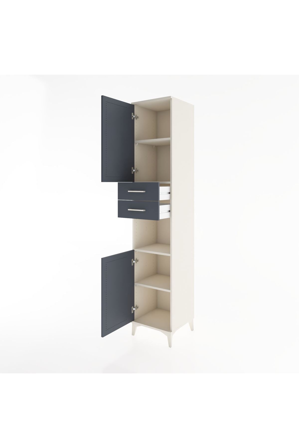 Hyperion Dolap 4 Raflı 2 Çekmeceli 2 Kapaklı 44x44x221 - S61M236V2B