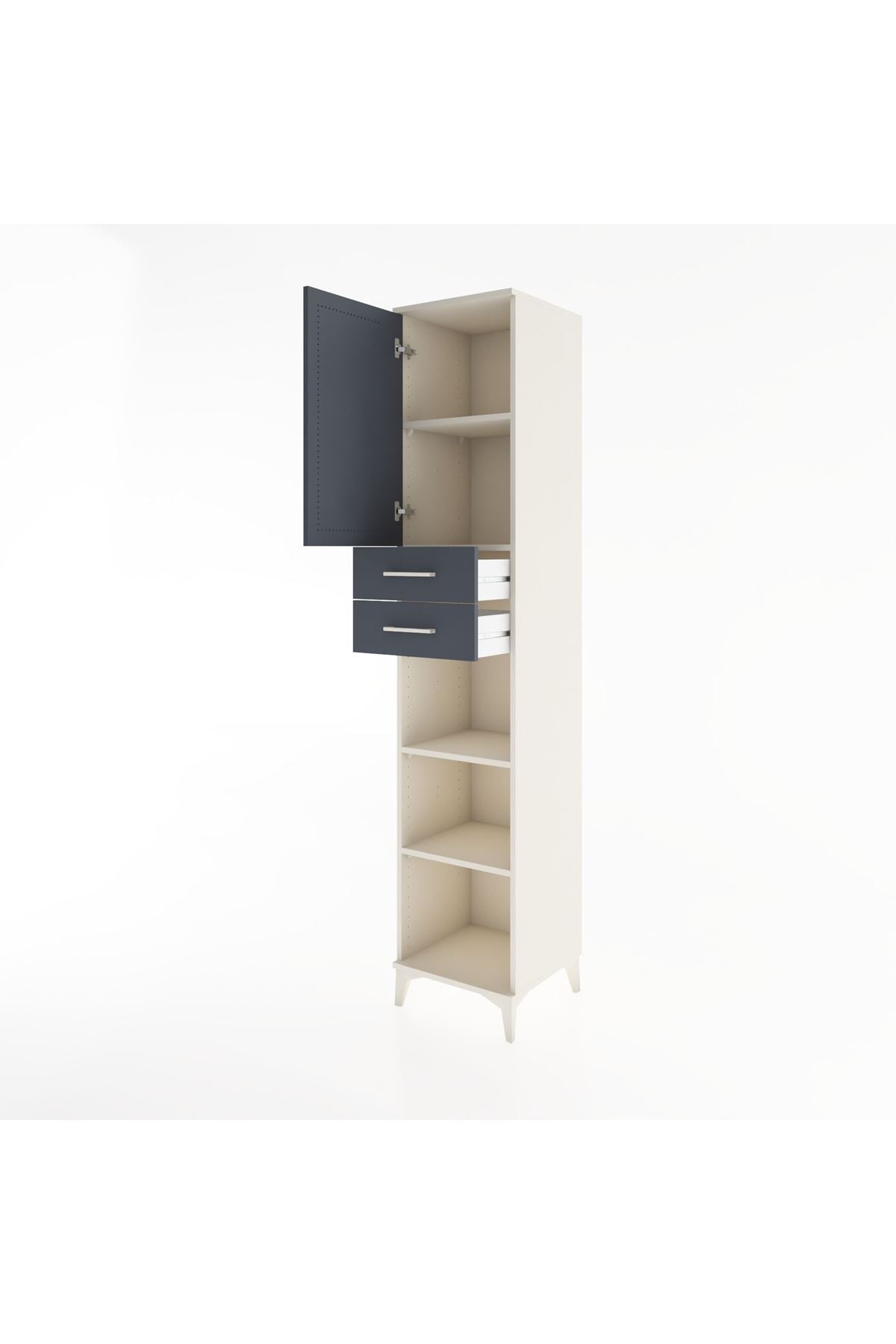 Hyperion Dolap 4 Raflı 2 Çekmeceli Tek Kapaklı 44x44x221 - S61M237V2B