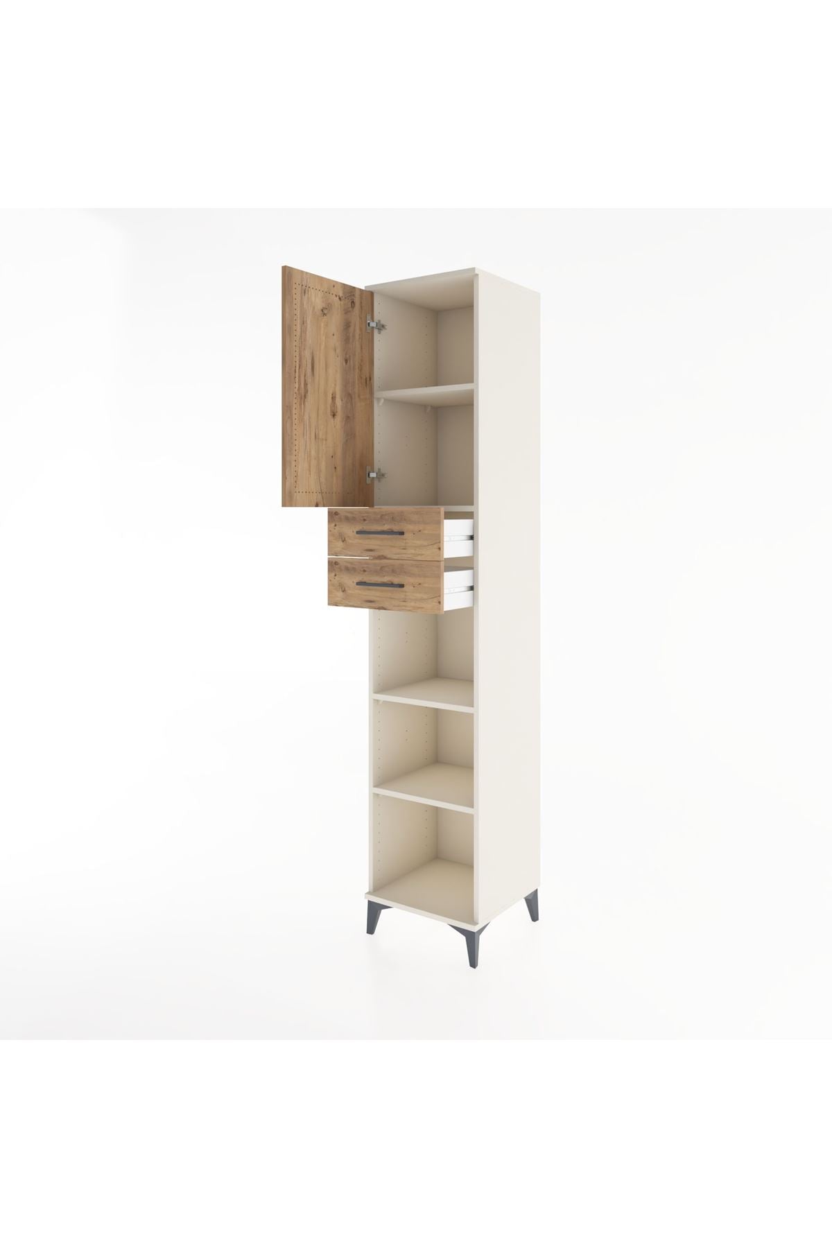 Hyperion Dolap 4 Raflı 2 Çekmeceli Tek Kapaklı 44x44x221 - S61M237V3B