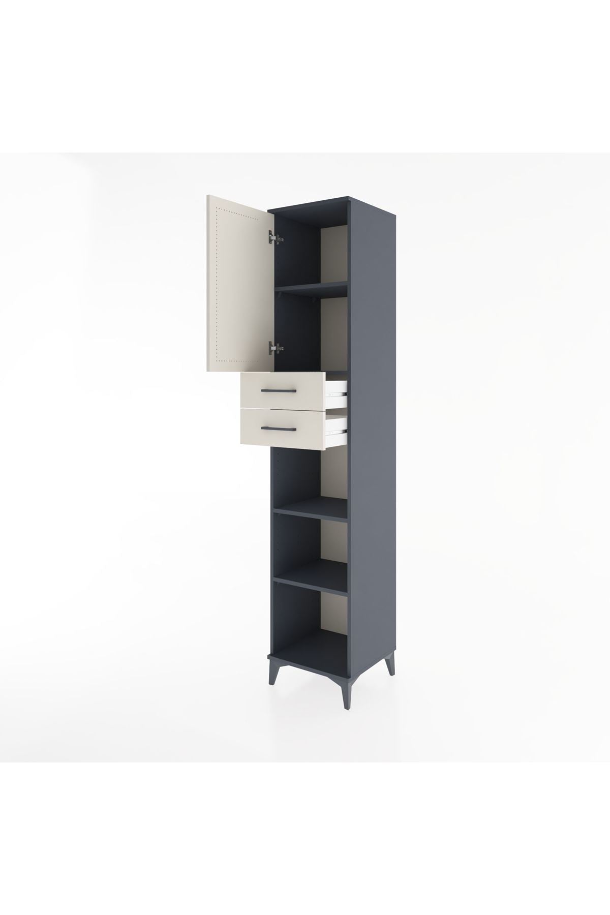 Hyperion Dolap 4 Raflı 2 Çekmeceli Tek Kapaklı 44x44x221 - S61M237V4B