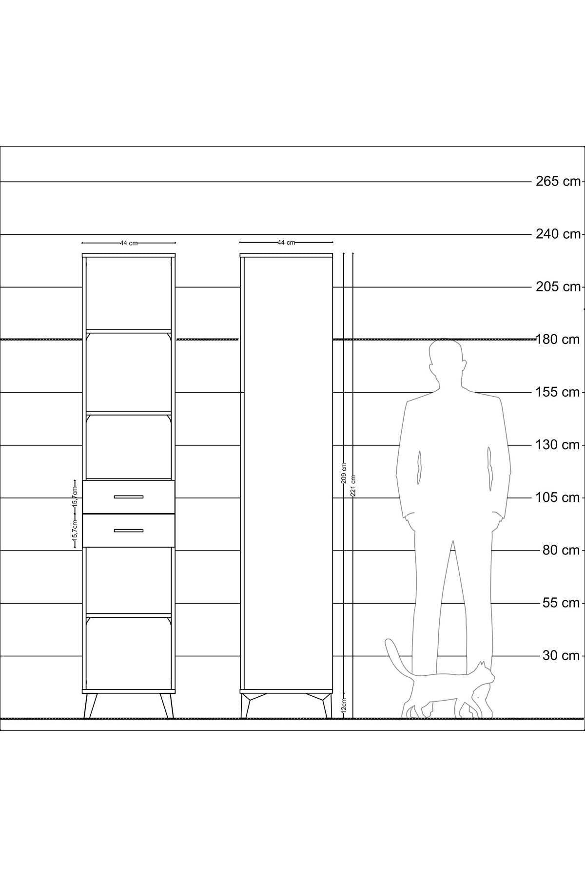 Hyperion Dolap 4 Raflı 2 Çekmeceli 44x44x221 - S61M239V4B