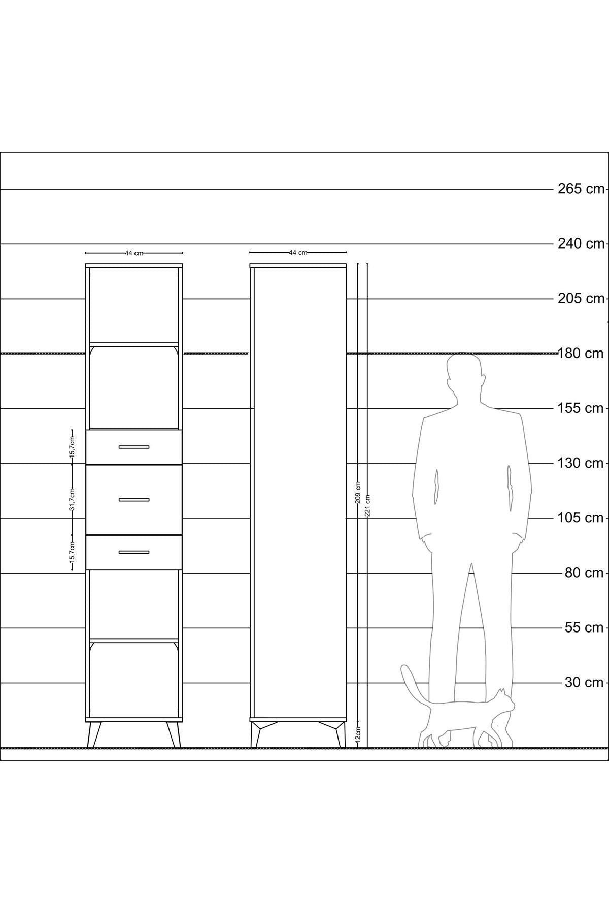 Hyperion Dolap 3 Raflı 3 Çekmeceli 44x44x221 - S61M245V9B