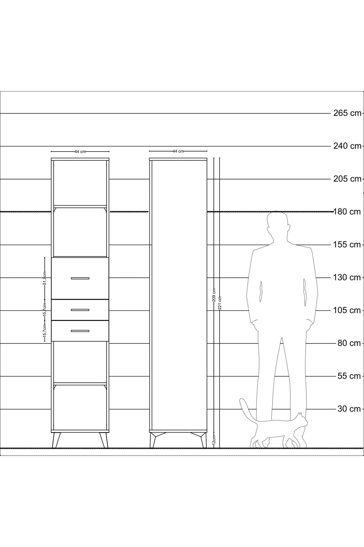 Hyperion Dolap 4 Raflı 3 Çekmeceli 44x44x221 - S61M246V9B