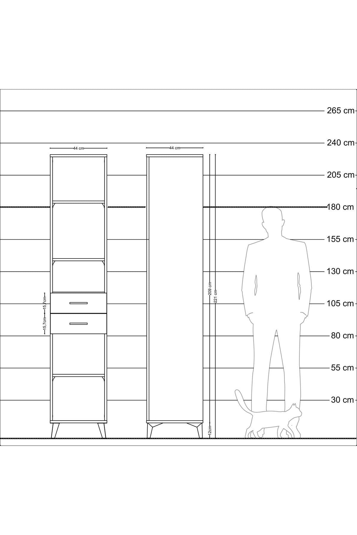 Hyperion Dolap 4 Raflı 2 Çekmeceli 44x44x221 - S61M248V5B