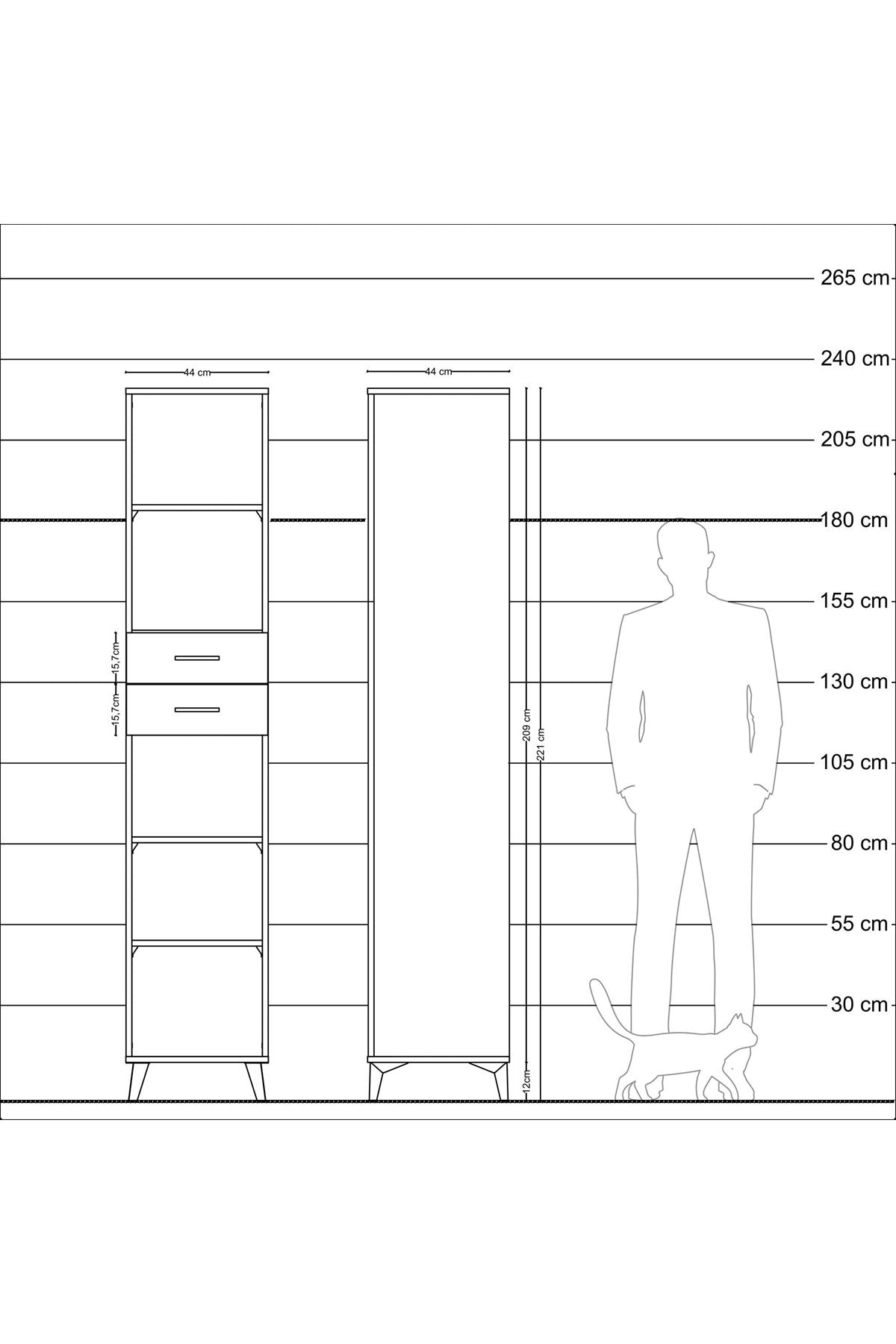Hyperion Dolap 4 Raflı 2 Çekmeceli 44x44x221 - S61M249V2B