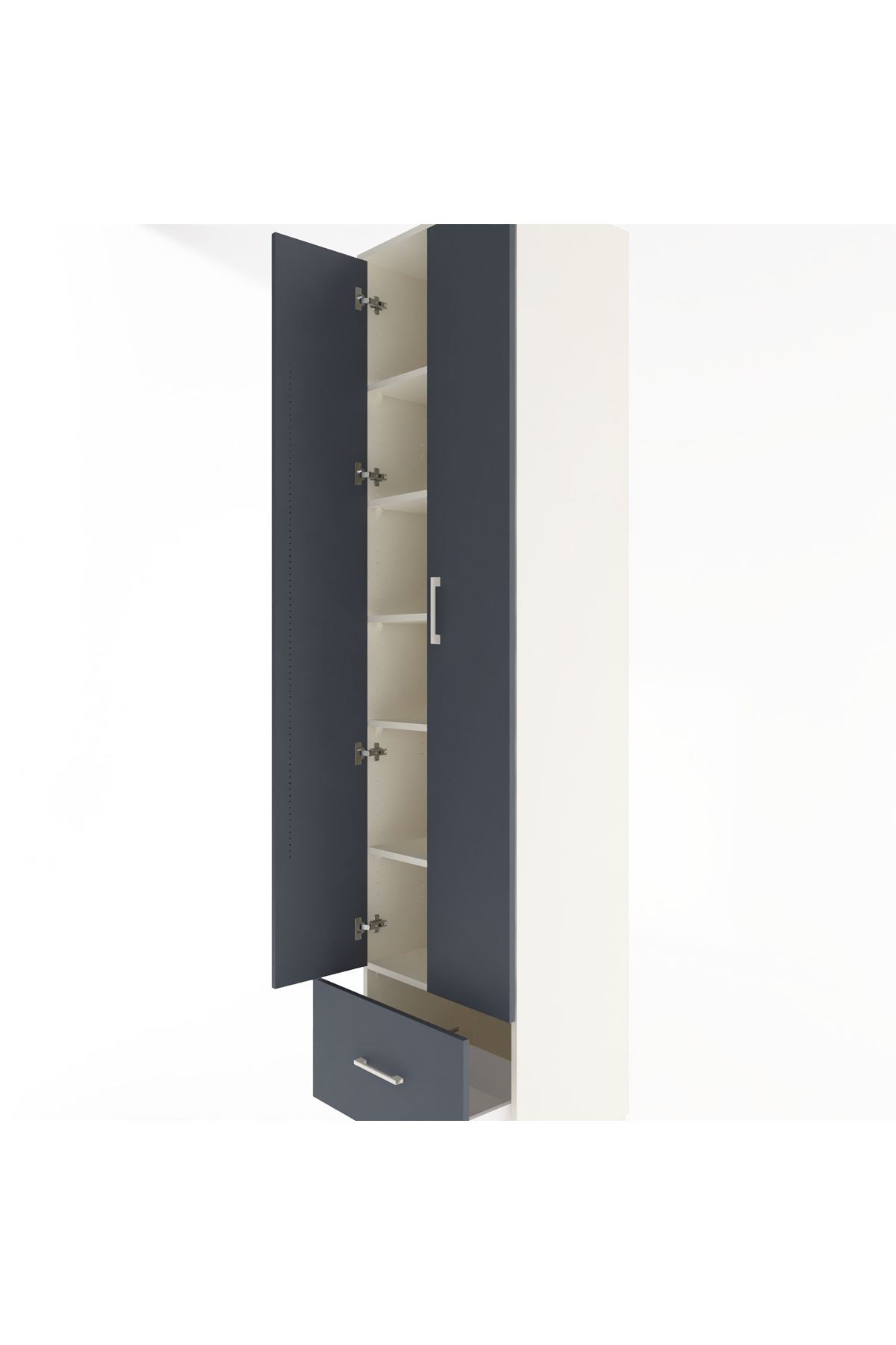 Hyperion Dolap 6 Raflı Tek Çekmeceli 2 Kapaklı 60x44x243 - S65M002V2B