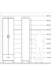 Hyperion Dolap 6 Raflı Tek Çekmeceli 2 Kapaklı 60x44x243 - S65M002V3B