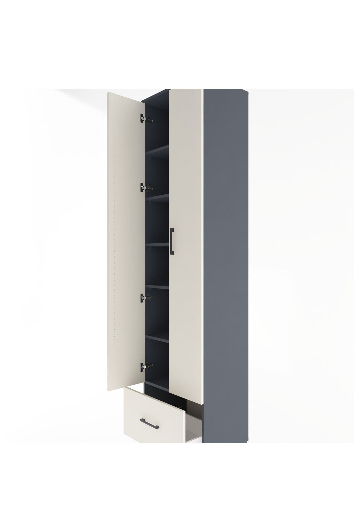 Hyperion Dolap 6 Raflı Tek Çekmeceli 2 Kapaklı 60x44x243 - S65M002V4B
