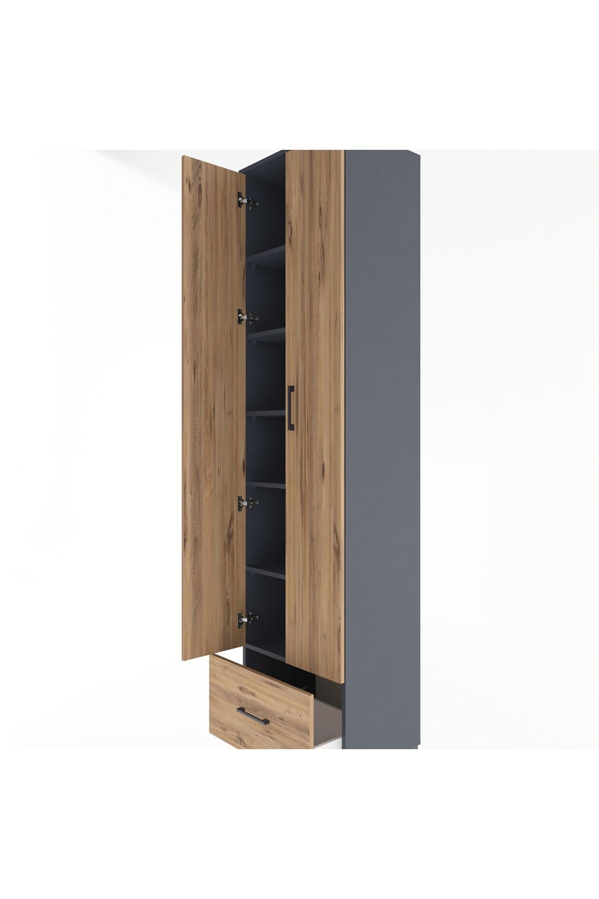 Hyperion Dolap 6 Raflı Tek Çekmeceli 2 Kapaklı 60x44x243 - S65M002V6B