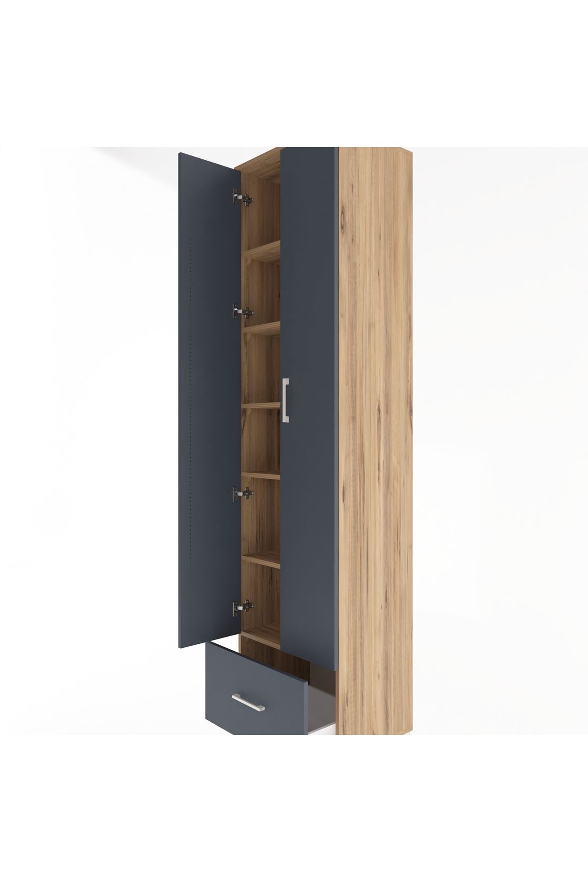 Hyperion Dolap 6 Raflı Tek Çekmeceli 2 Kapaklı 60x44x243 - S65M002V8B
