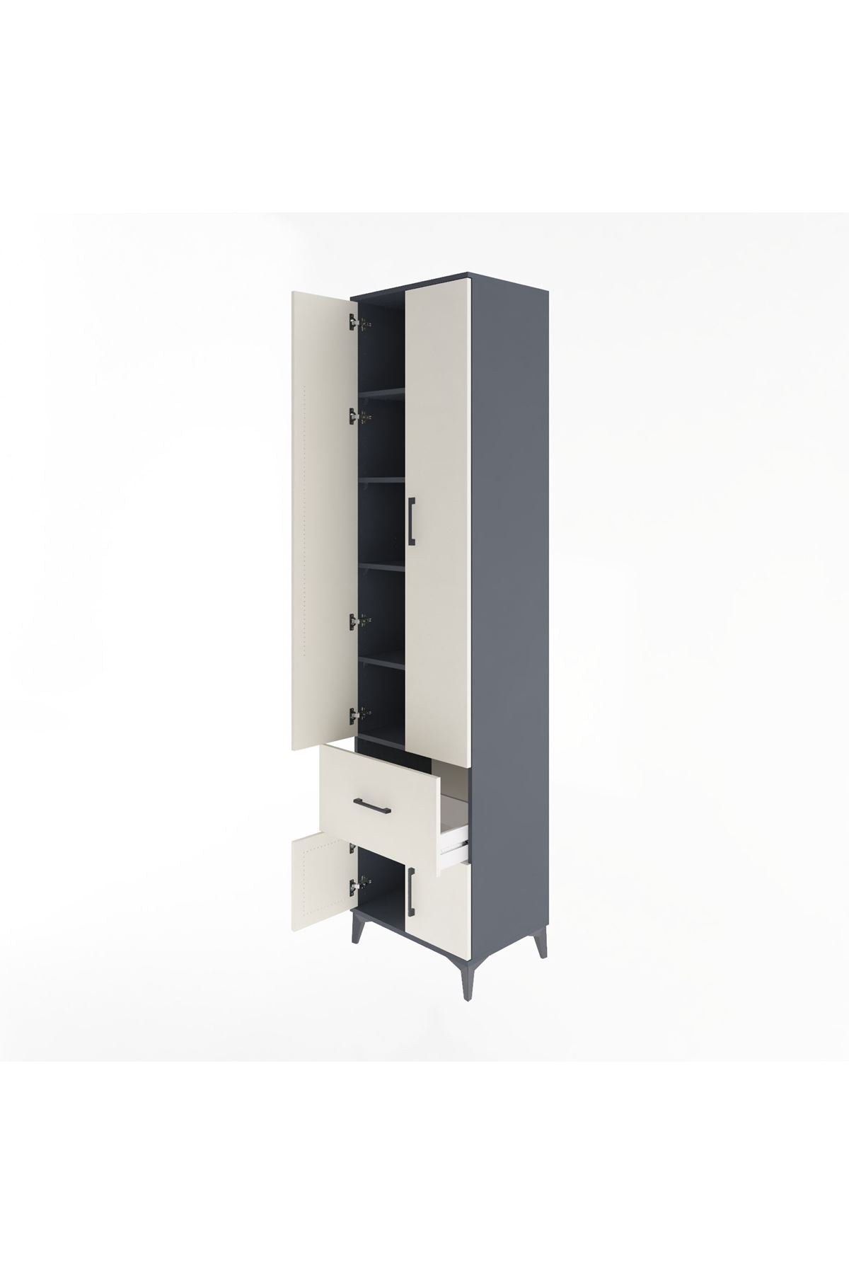 Hyperion Dolap 5 Raflı Tek Çekmeceli 4 Kapaklı 60x44x243 - S65M003V4B