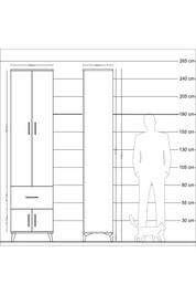 Hyperion Dolap 5 Raflı Tek Çekmeceli 4 Kapaklı 60x44x243 - S65M003V4B