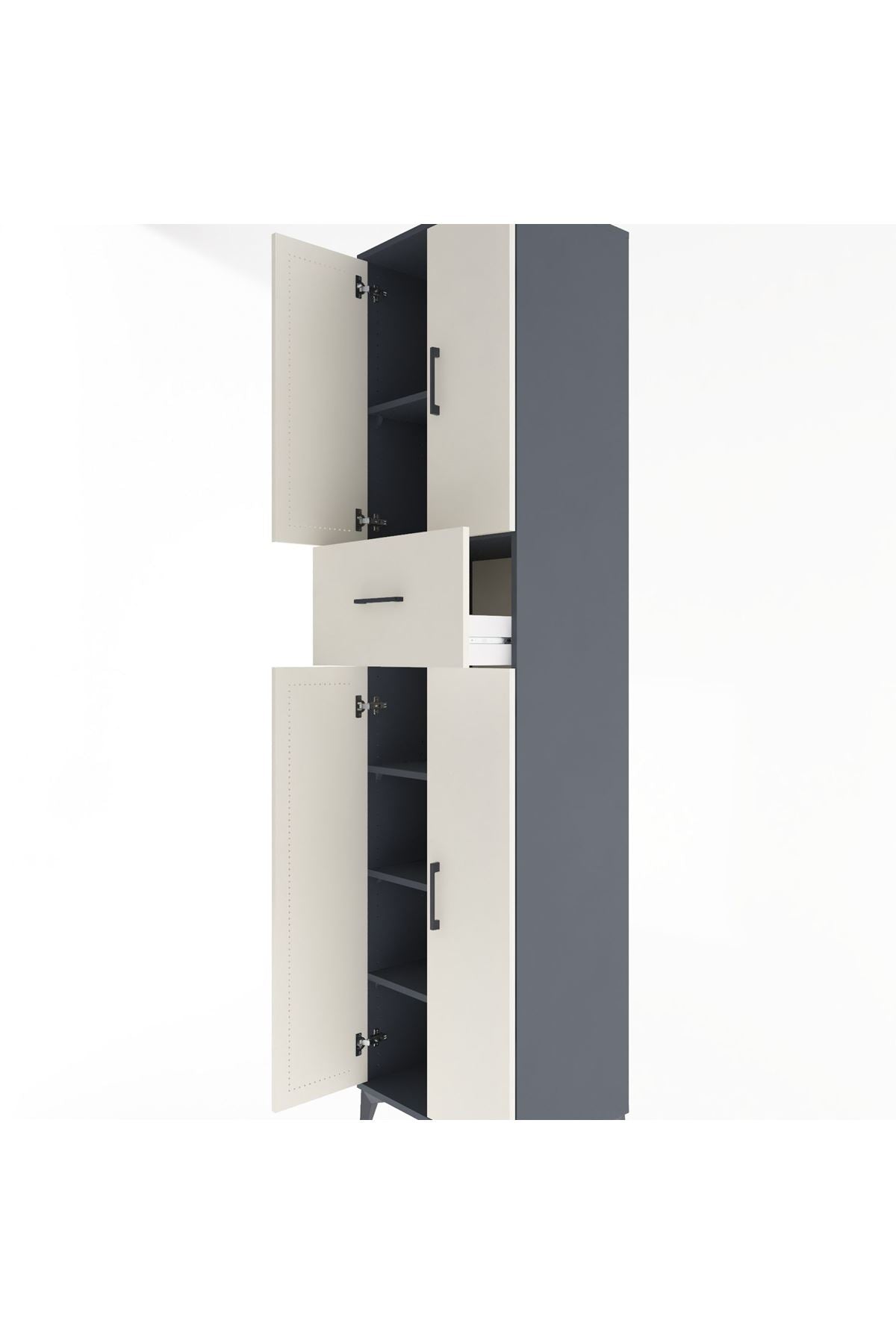 Hyperion Dolap 5 Raflı Tek Çekmeceli 4 Kapaklı 60x44x243 - S65M005V4B